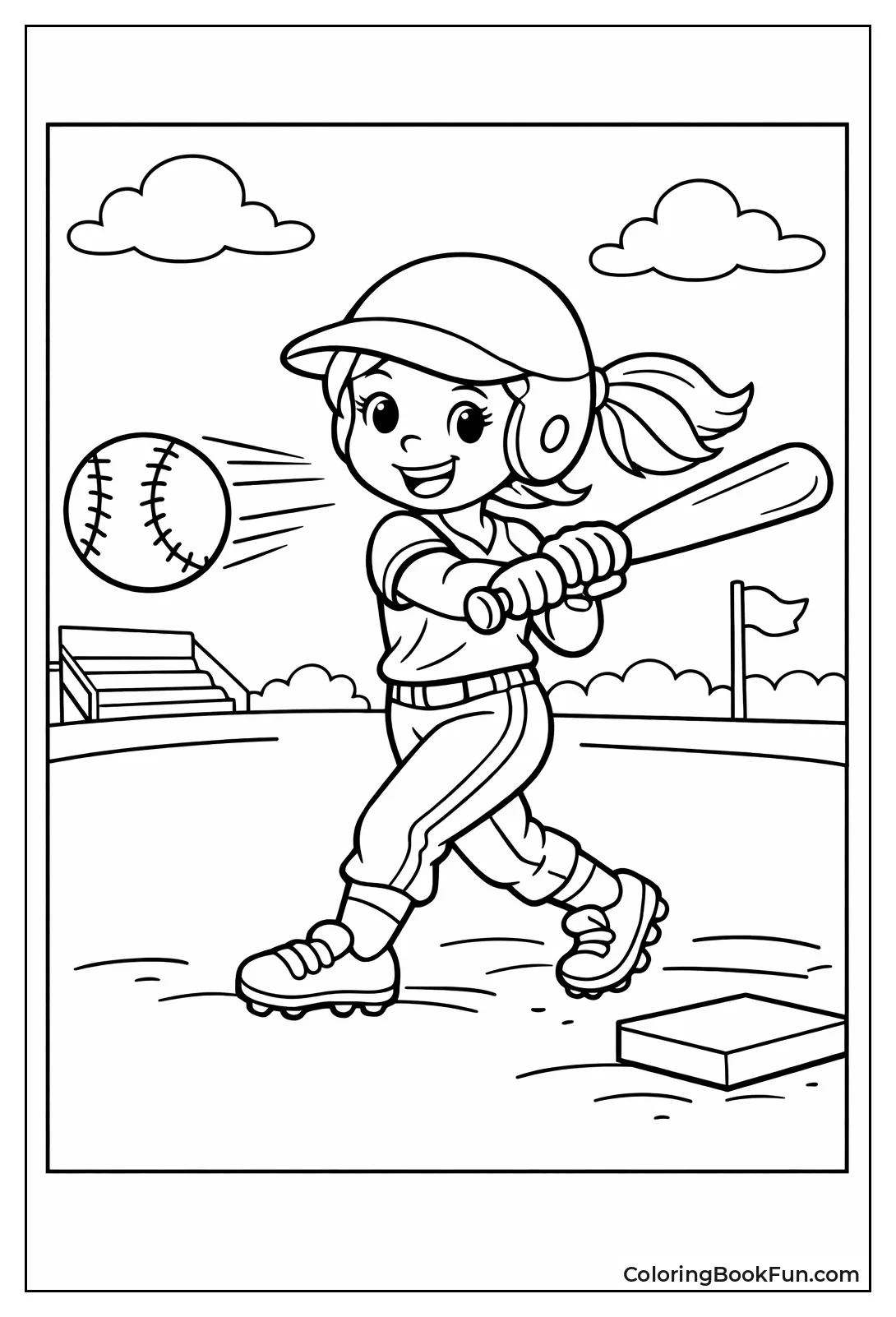 Girl Playing Softball