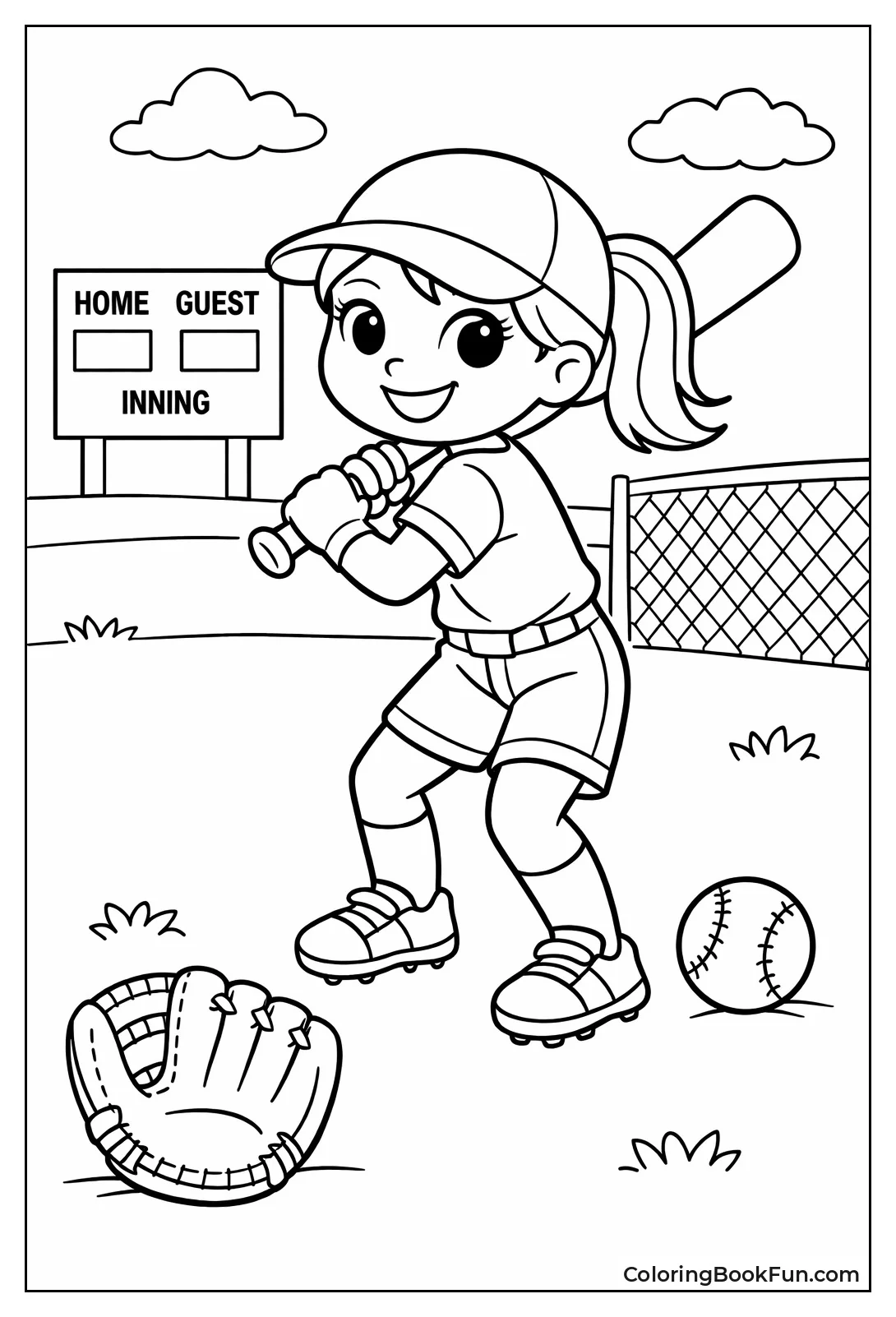 Girl Softball Player