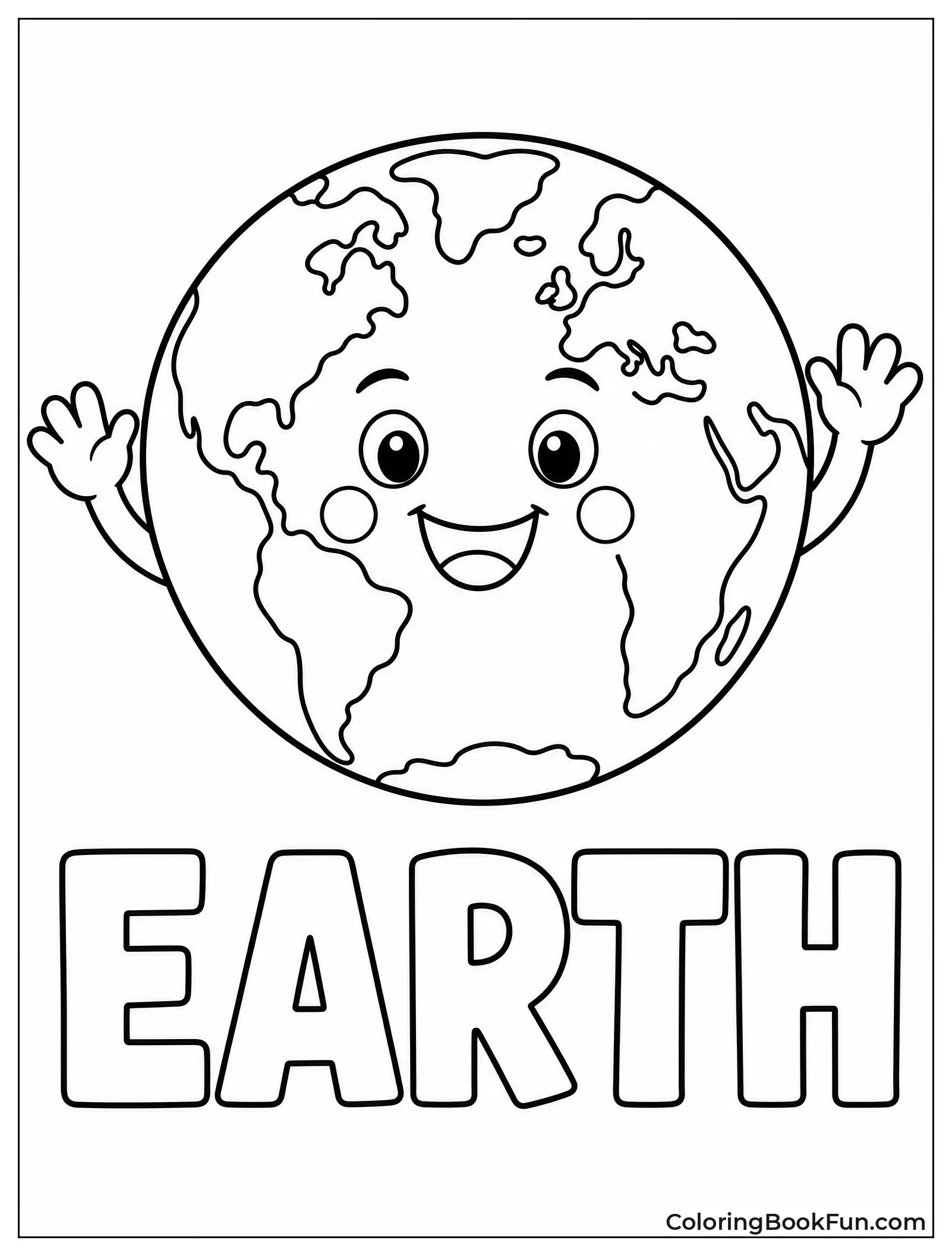 Cheerful Earth Smiling and Waving