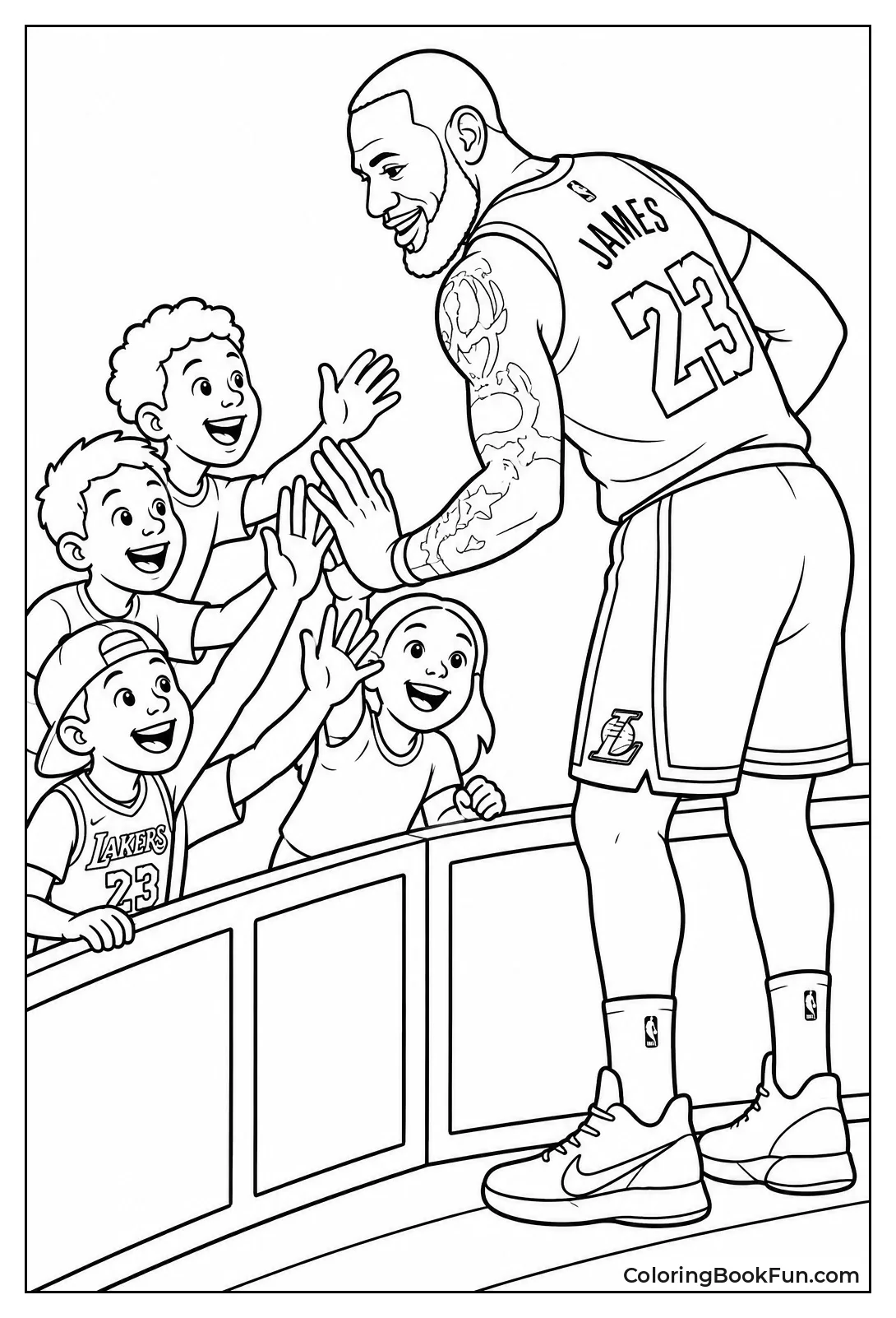 LeBron High Fiving Young Fans