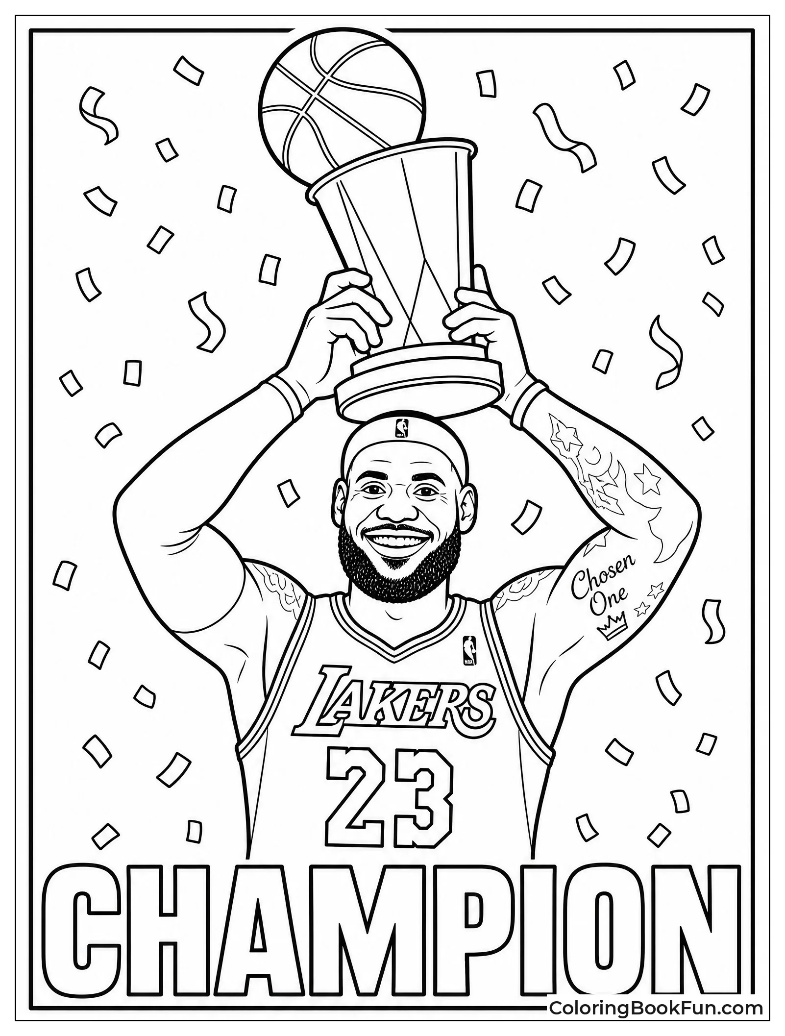 LeBron Holding the Championship Trophy