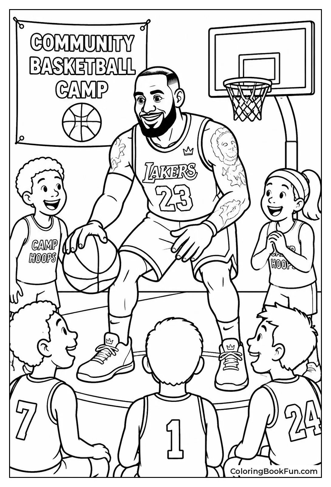 LeBron Teaching Kids to Dribble