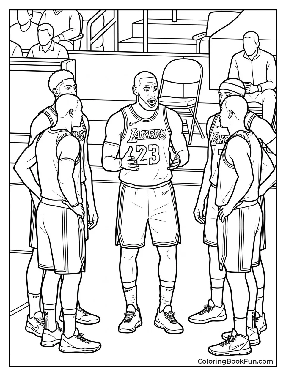 LeBron Leading a Team Huddle