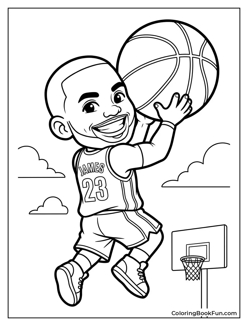 Cute Cartoon LeBron Holding a Ball