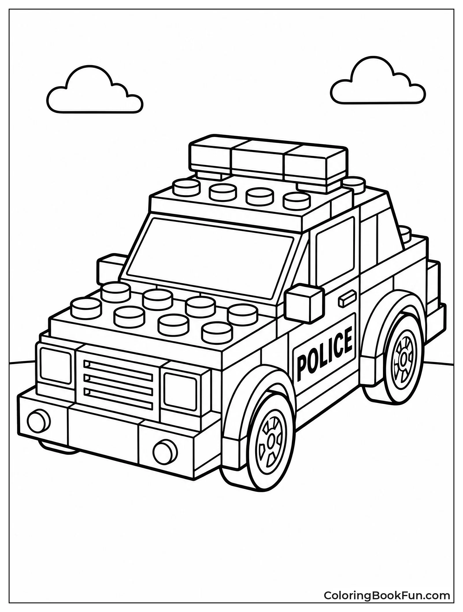 Blocky Lego Police Car with Studs
