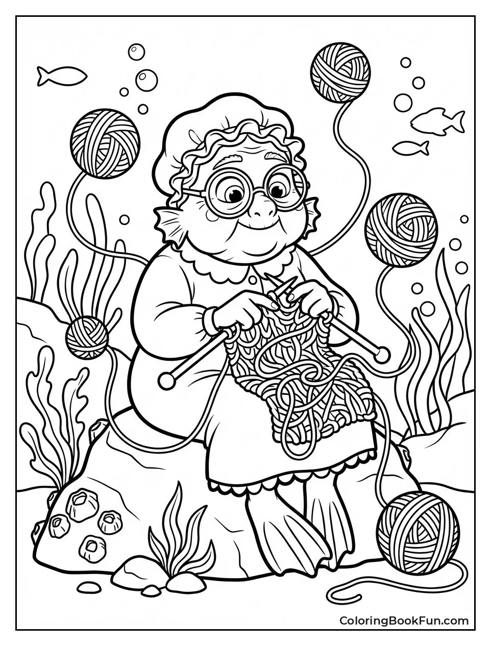 Grandma Paguro Knitting