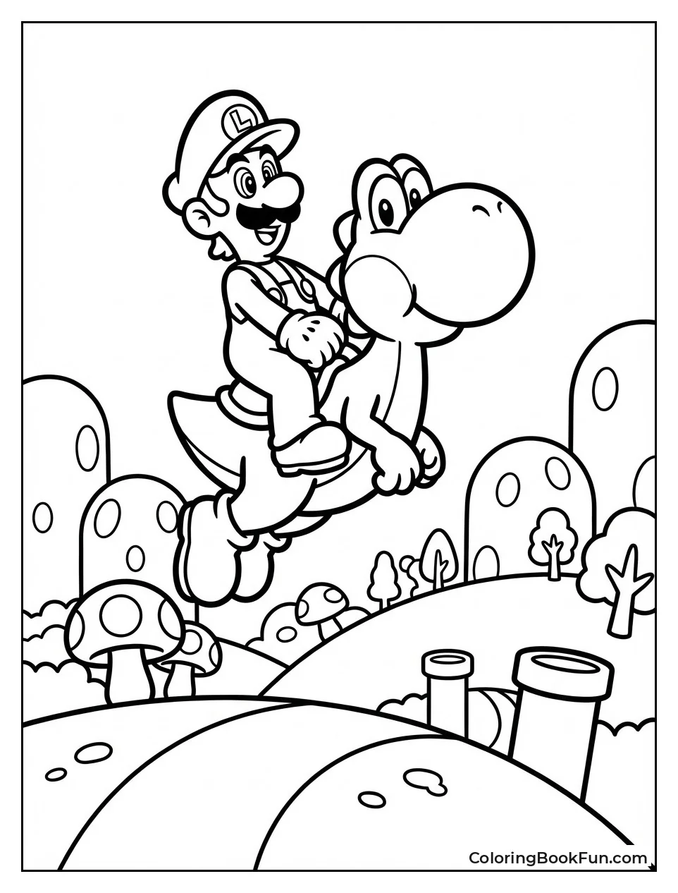 Luigi Riding Yoshi