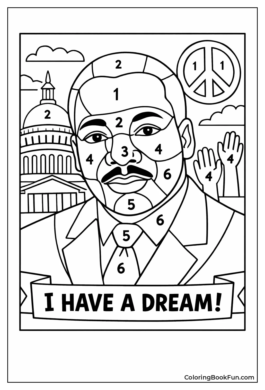 Color by Number MLK Face