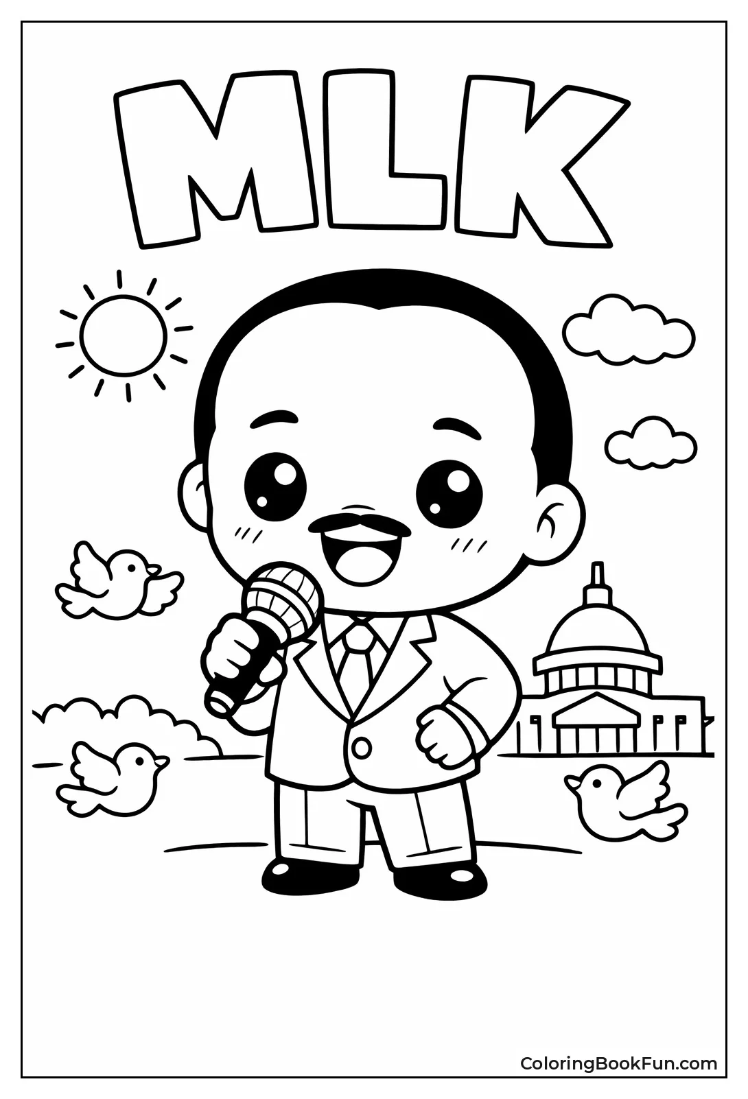 Cute Cartoon MLK with Mic
