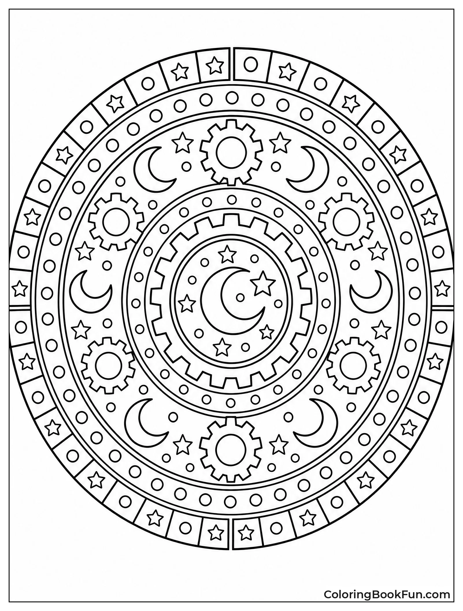 Layered Mandala with Stars and Moons