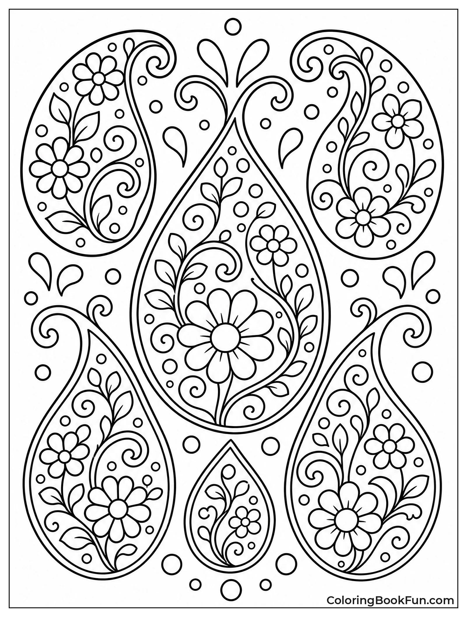 Paisley Shapes Filled with Flowers