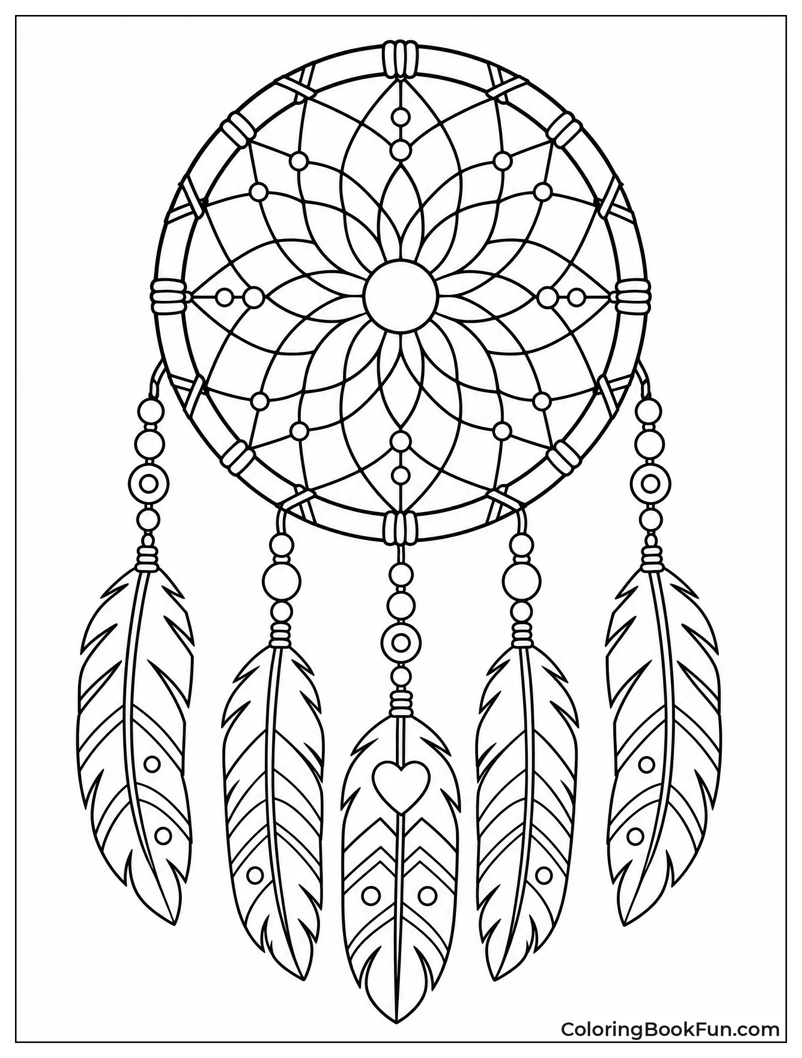 Dreamcatcher with Hanging Feathers and Beads