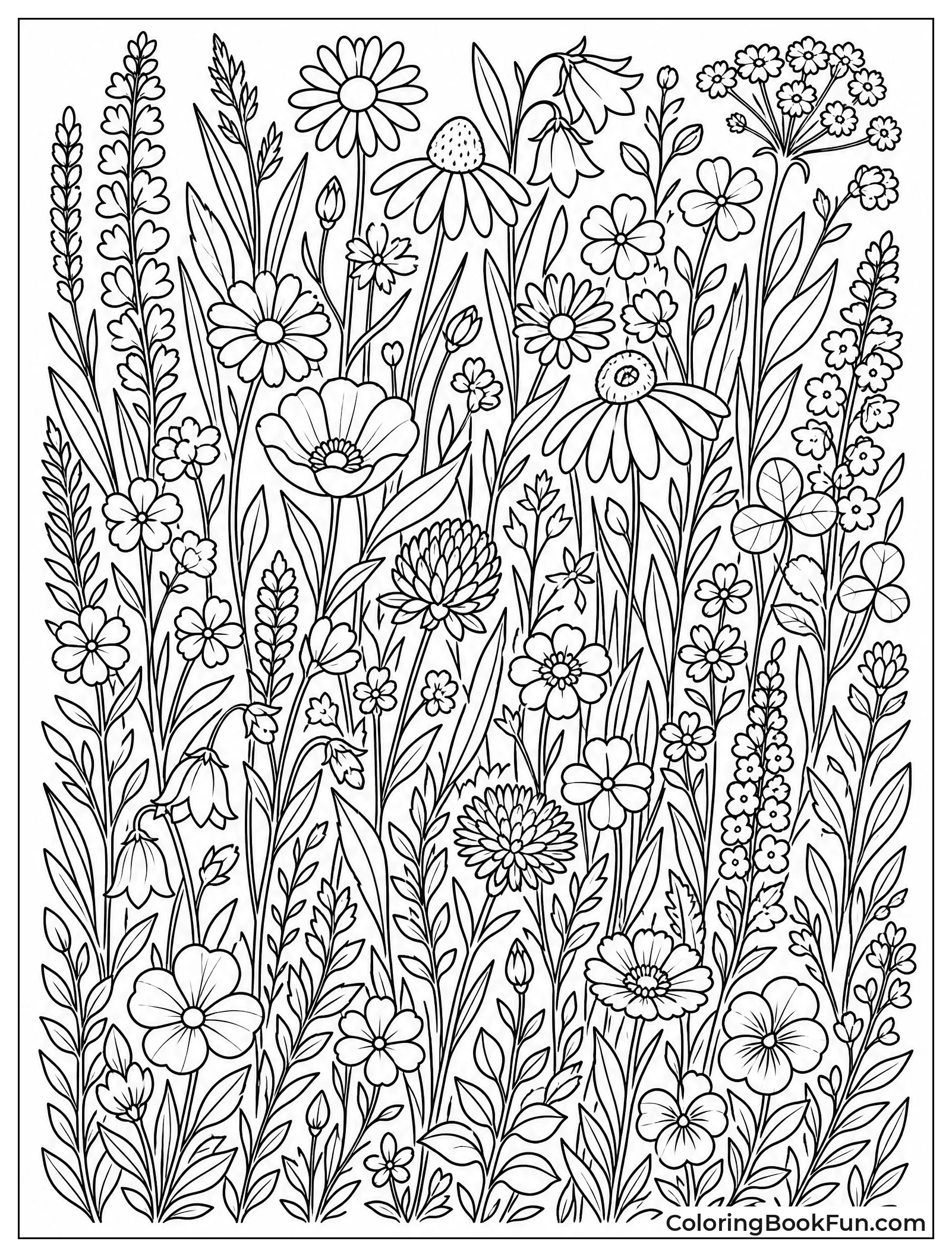 Tiny Wildflowers Covering the Meadow