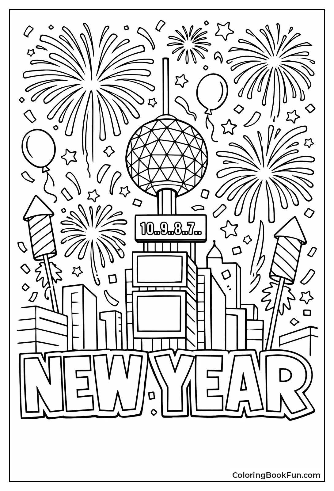 New Year Ball Fireworks