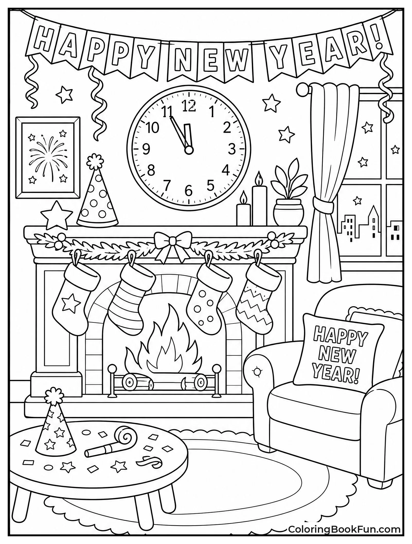 Clock Ticking Near the Cozy Fireplace