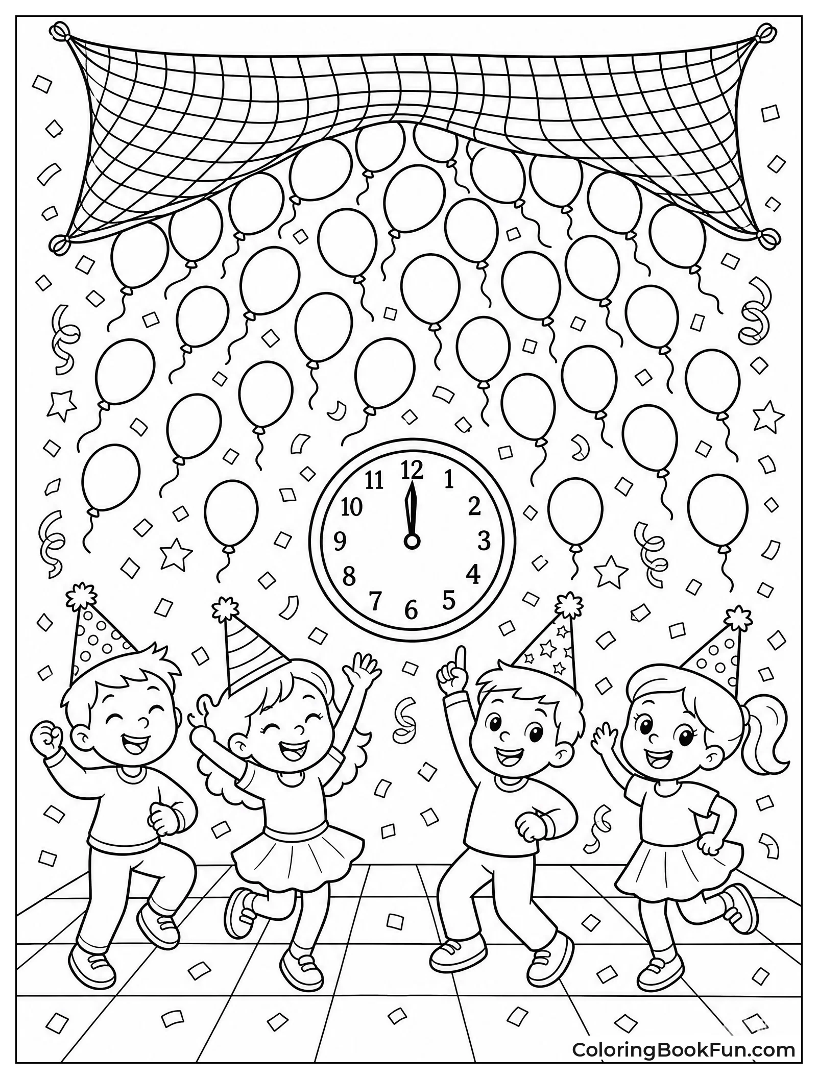 Balloons Dropping from a Big Net
