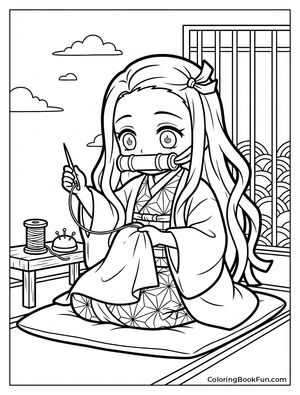 Nezuko Sewing Clothes