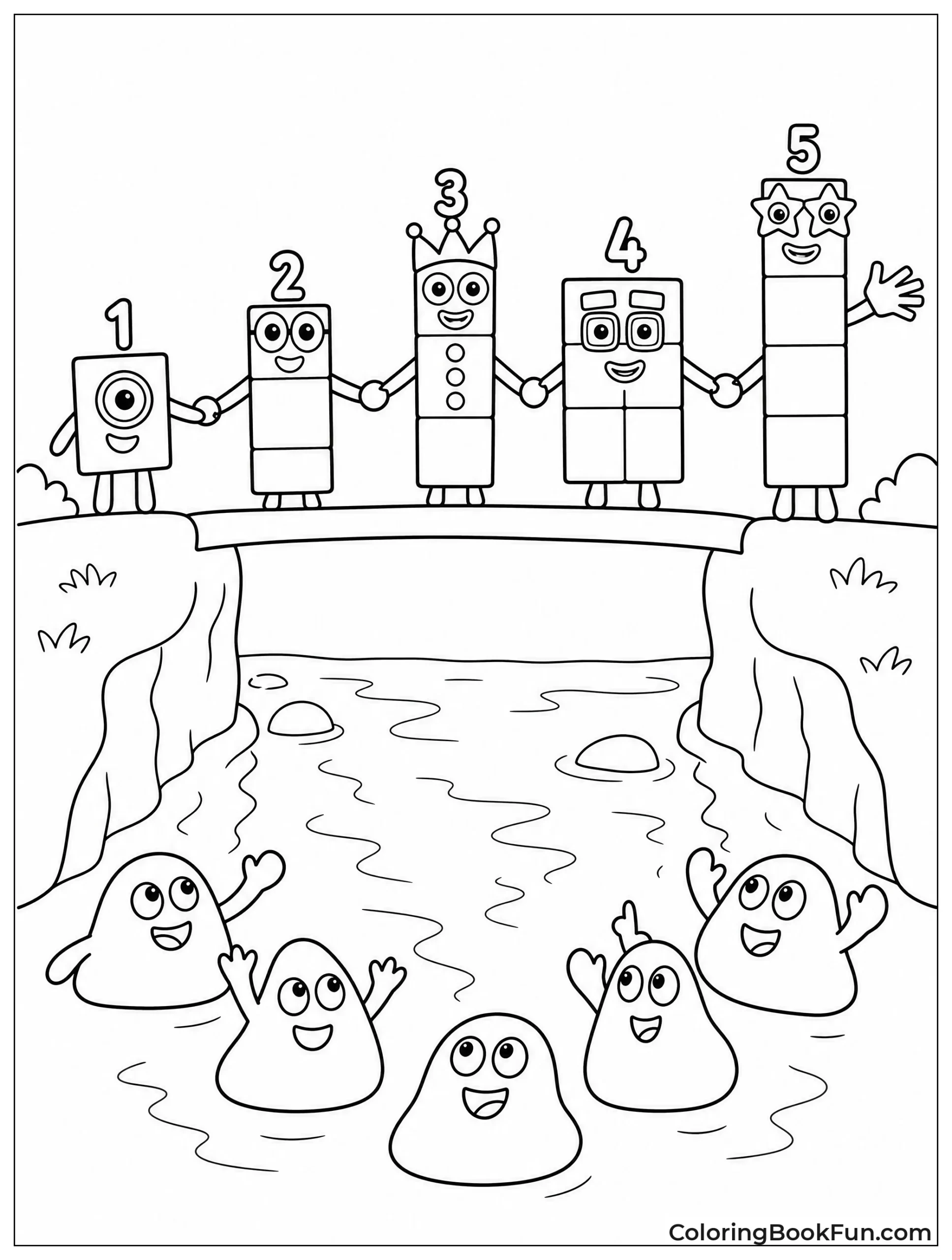 Numberblocks Form Bridge Over River