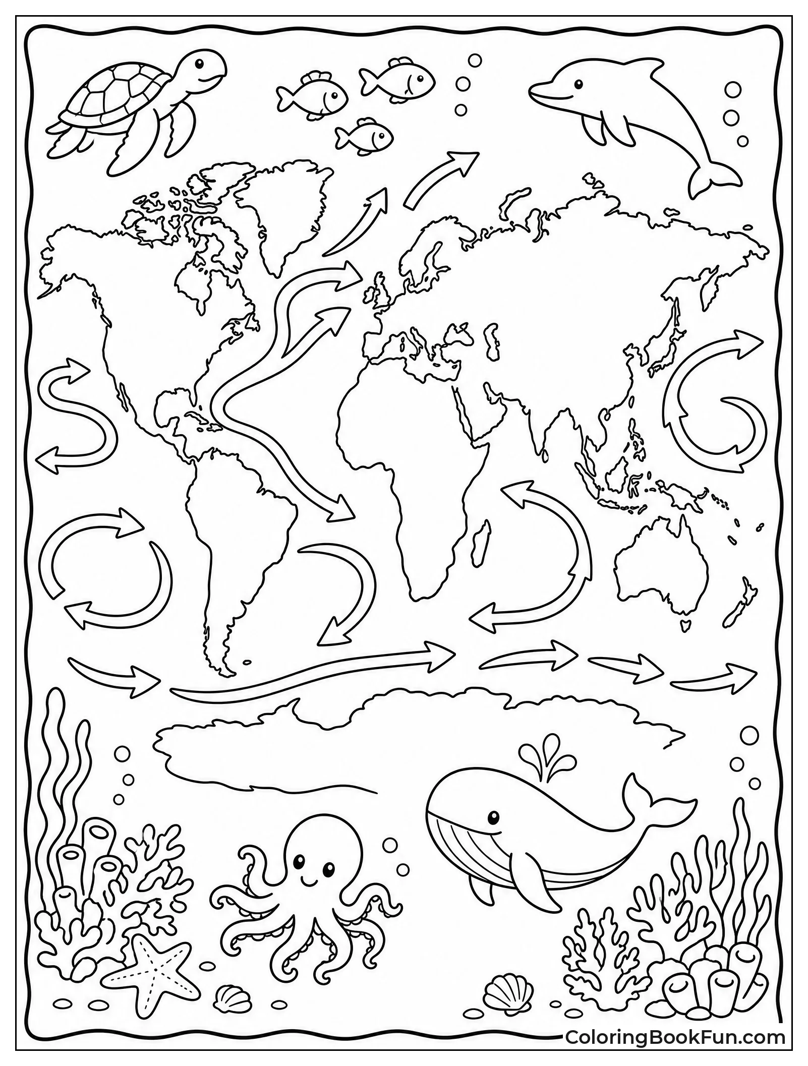 Map Shows Flowing Ocean Currents