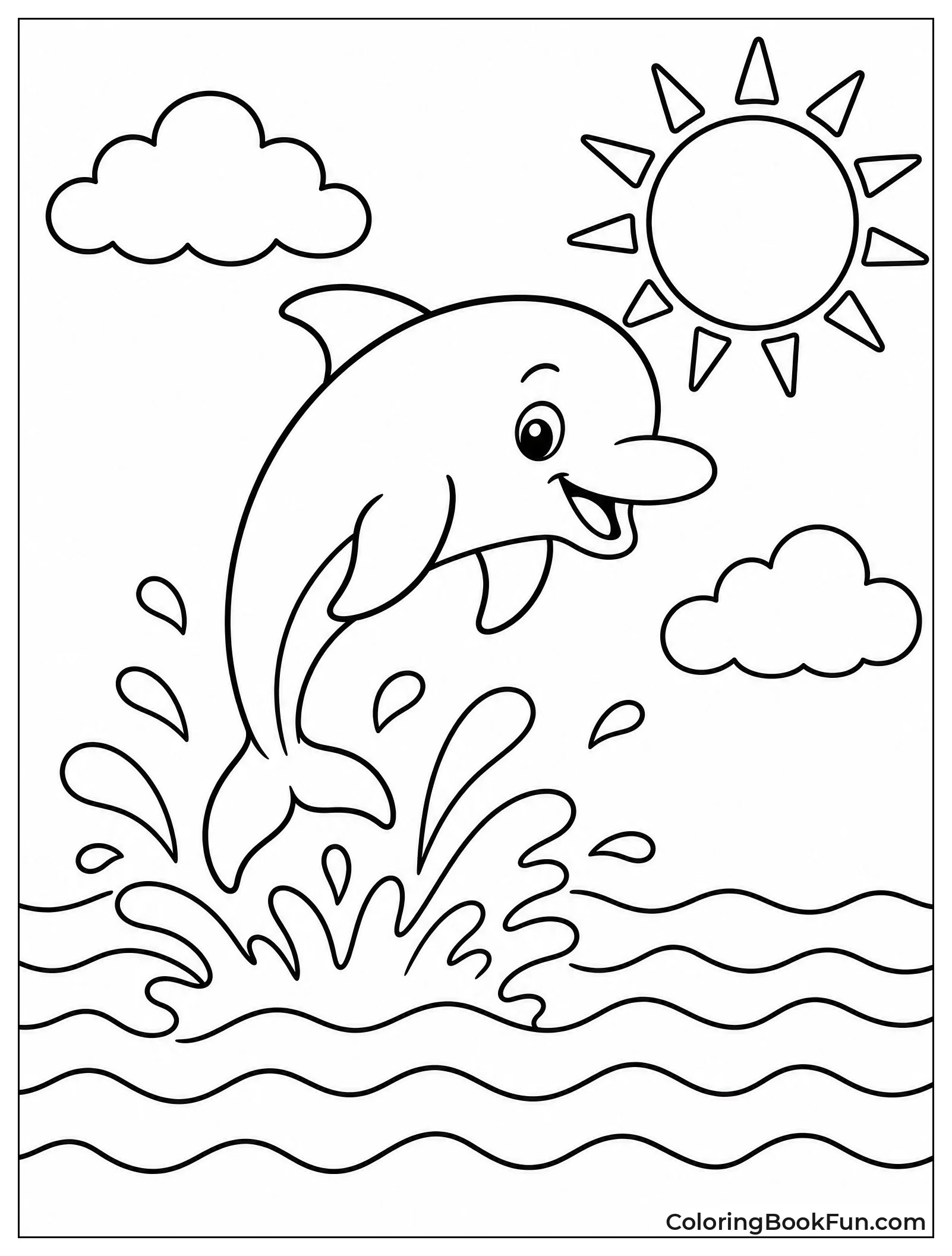 Dolphin Jumps from Ocean Waves
