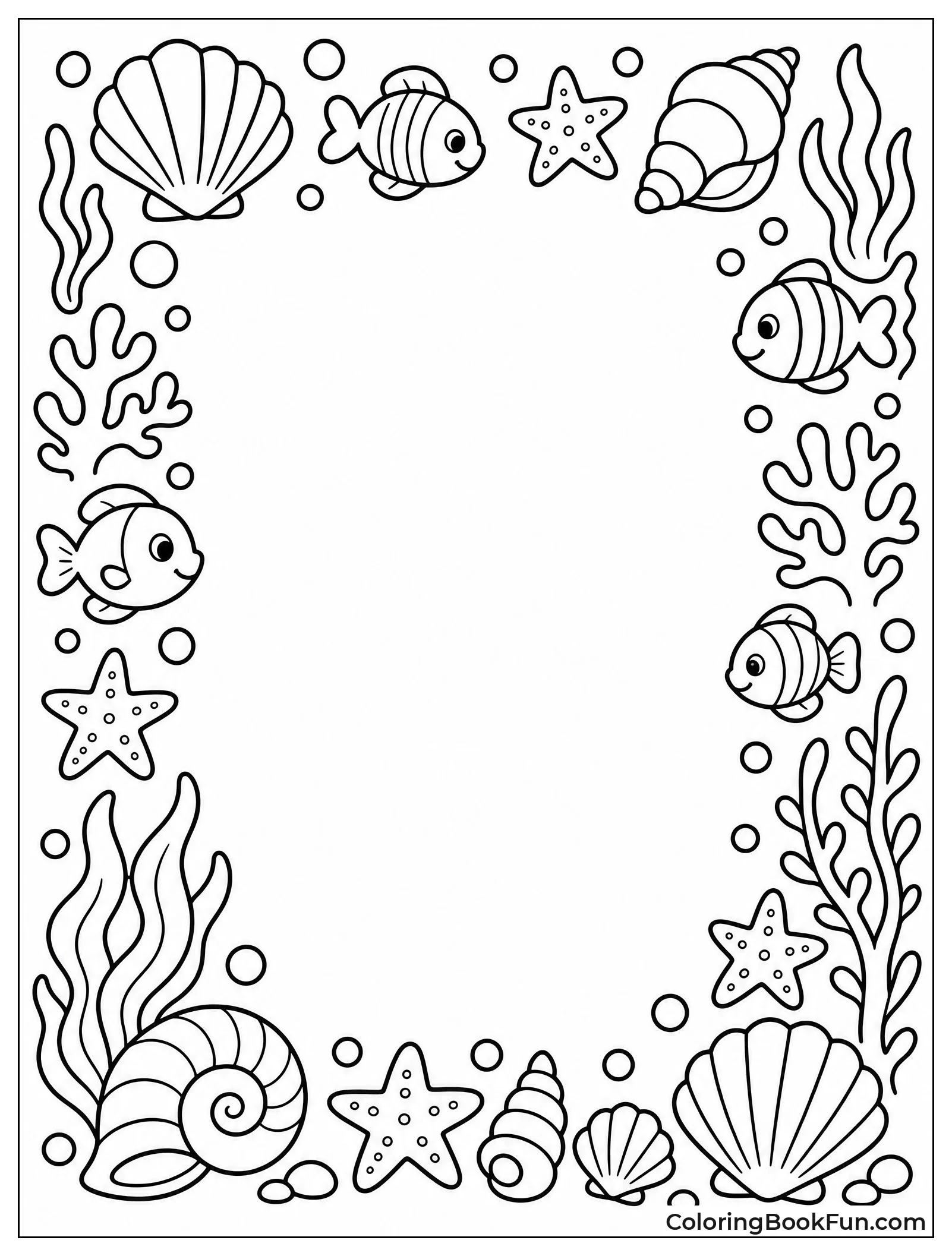 Border Frames Shells and Fish
