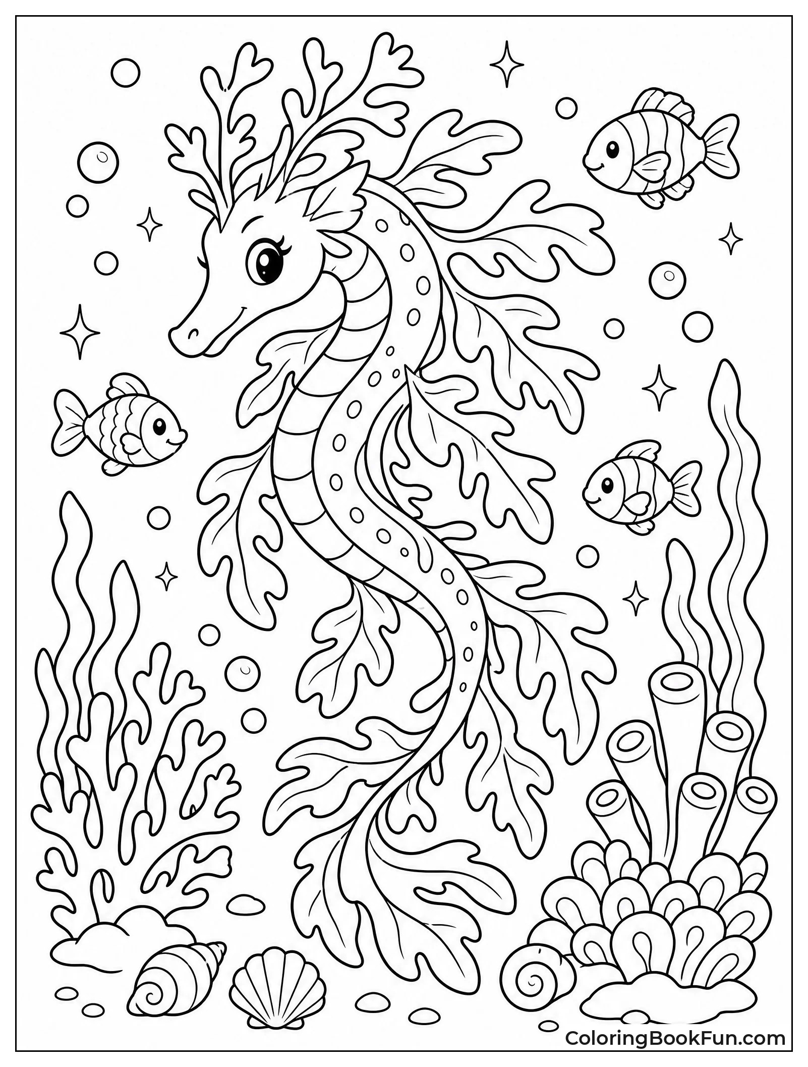 Sea Dragon Twists through Coral