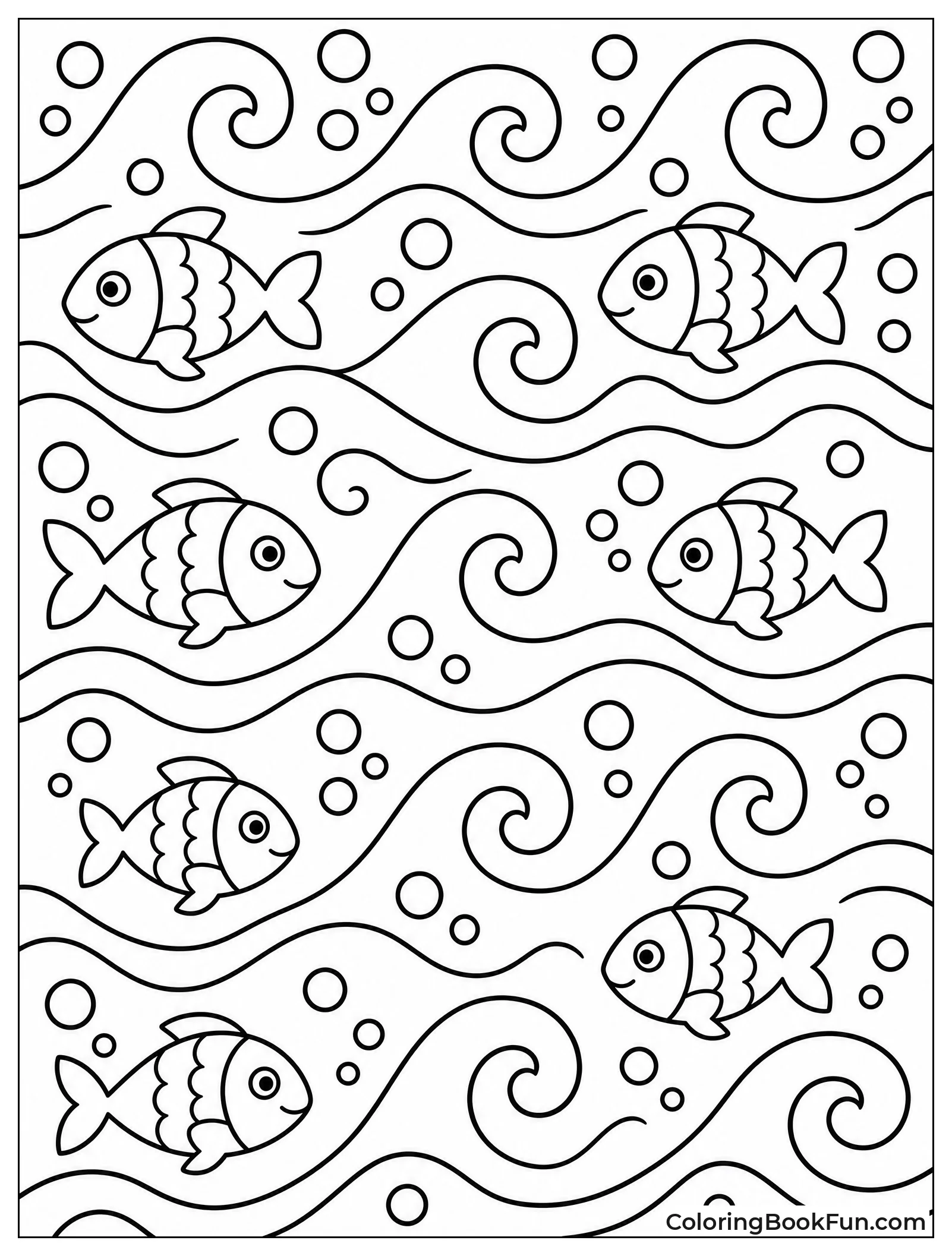 Waves and Fish Form Tiles