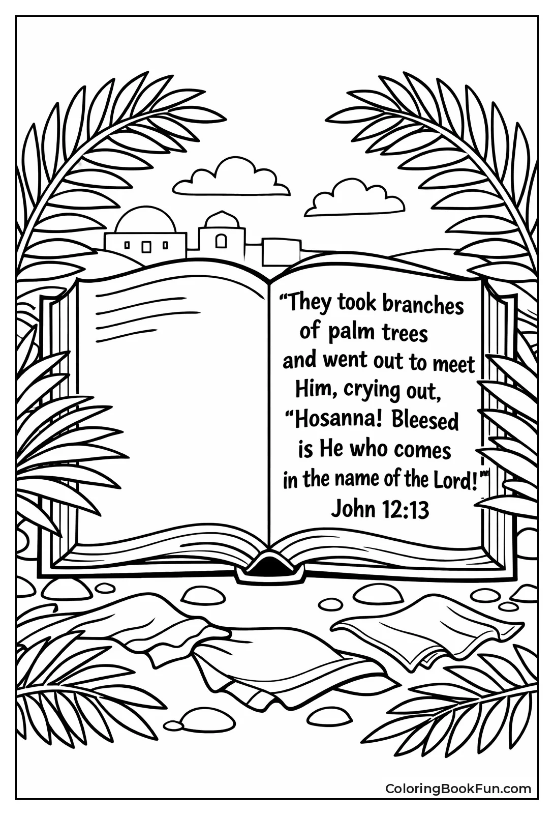 Open Bible with Palm Branches