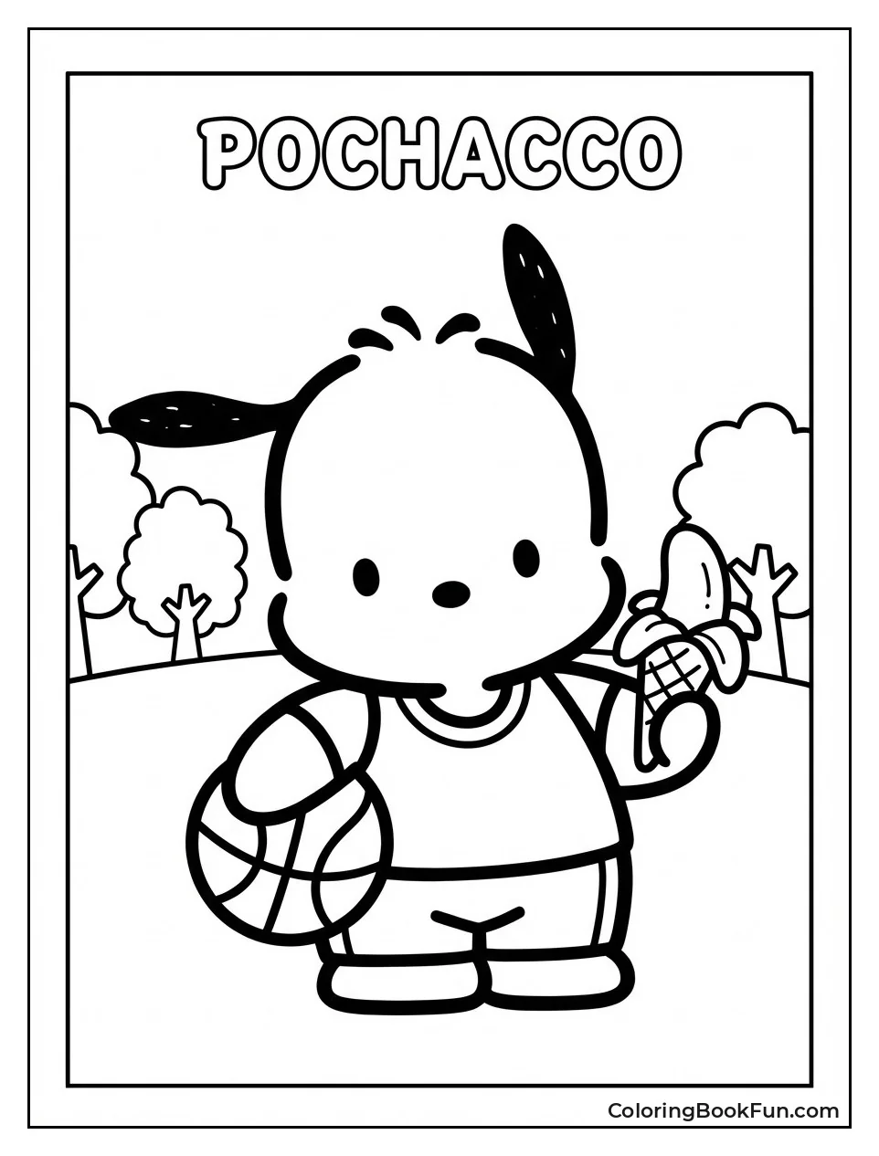 Pochacco Outline Drawing