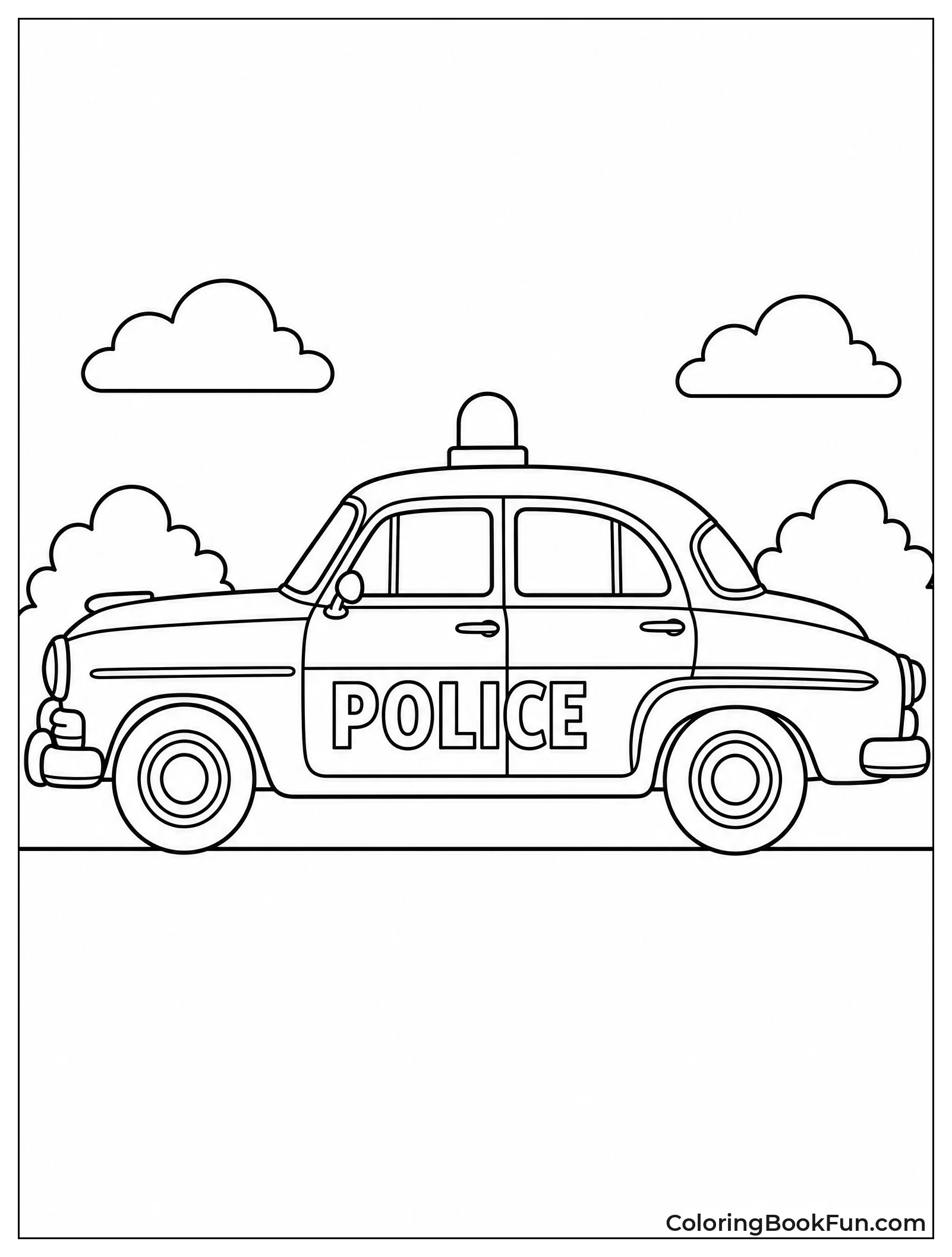 Vintage Black and White Police Car