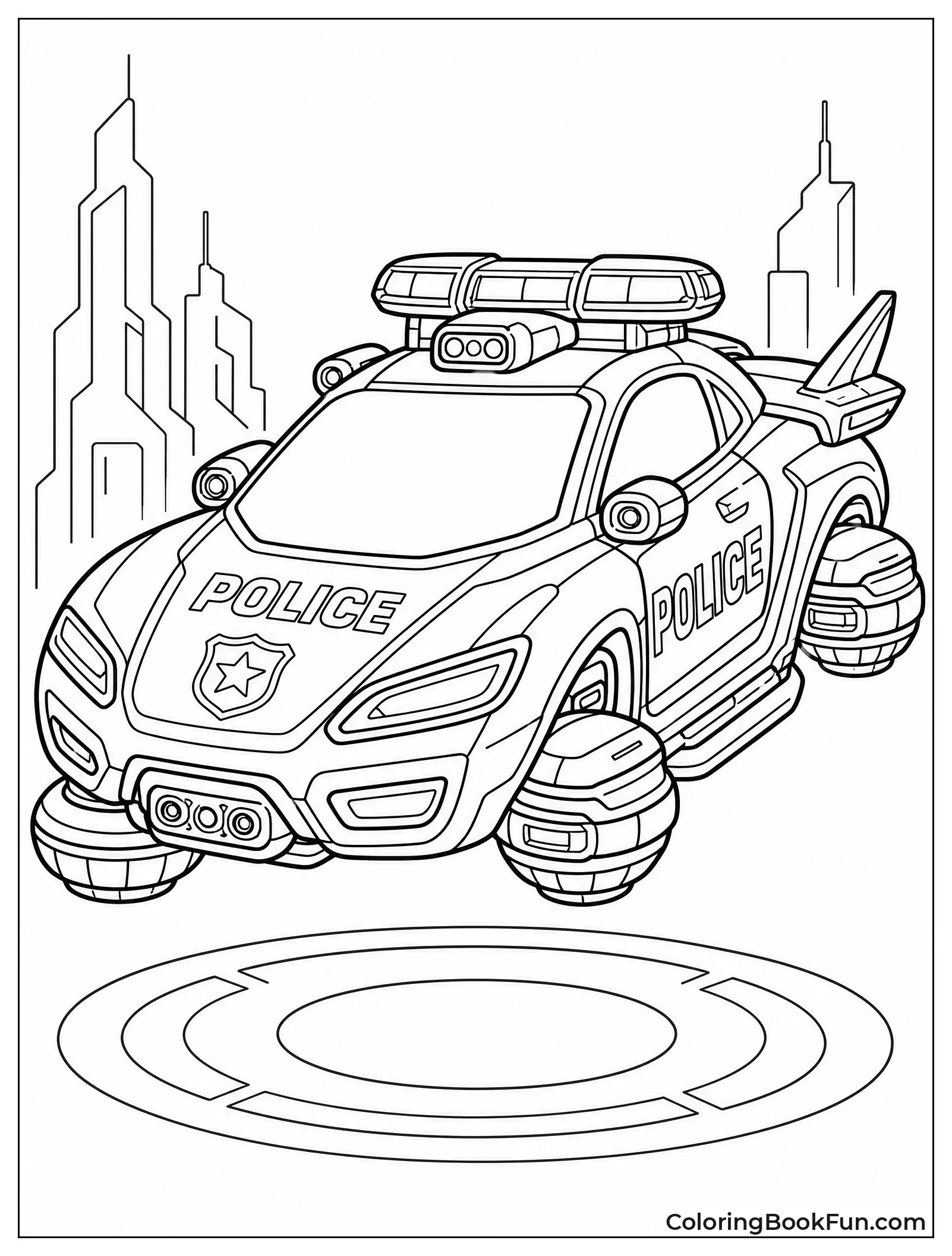 Sleek Futuristic Police Car with Neon