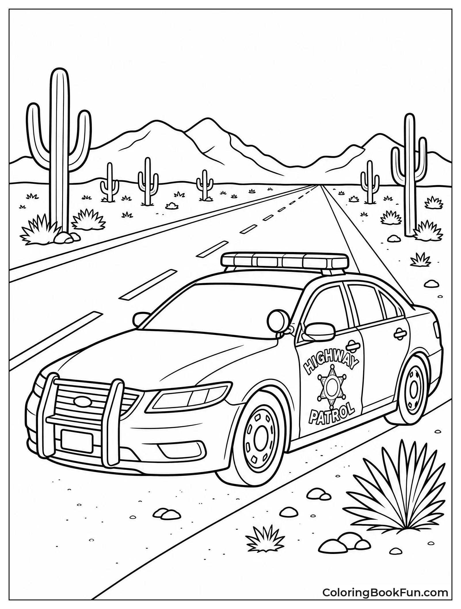 Patrol Car on Quiet Desert Road