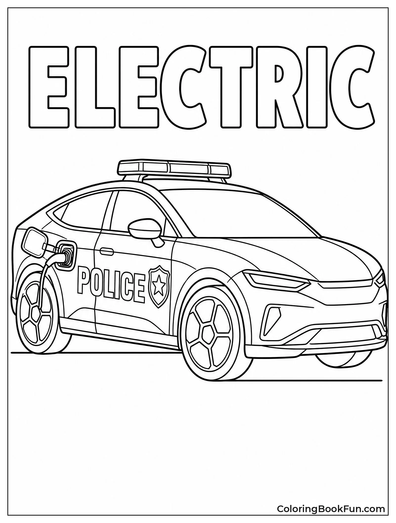 Modern Electric Police Car at Charger