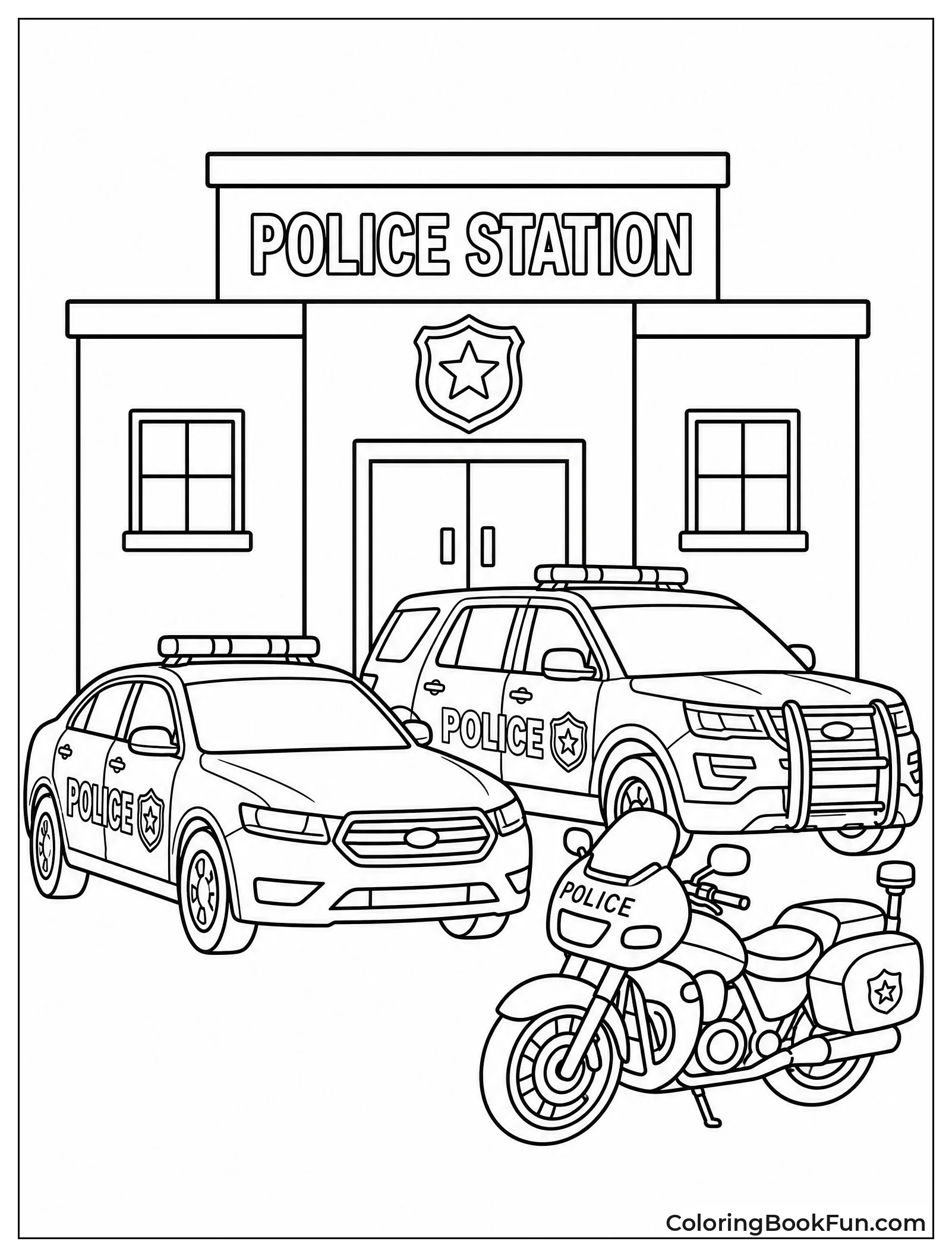 Three Police Vehicles Parked at Station