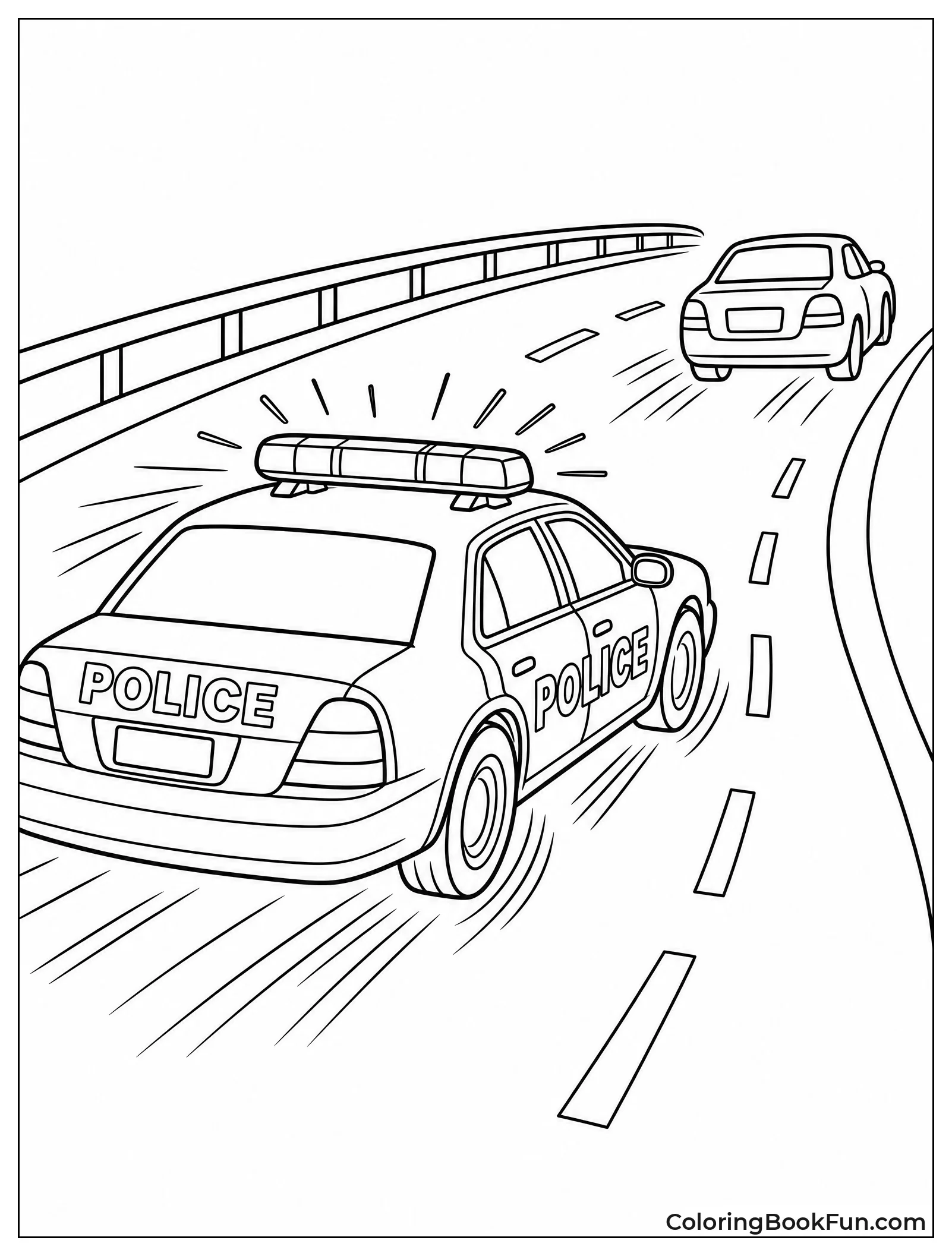 Police Car Chasing on Busy Highway