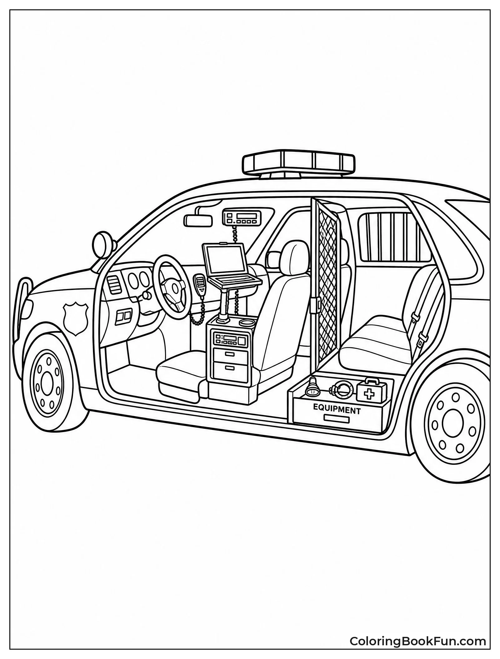 Cutaway View of Police Car Inside
