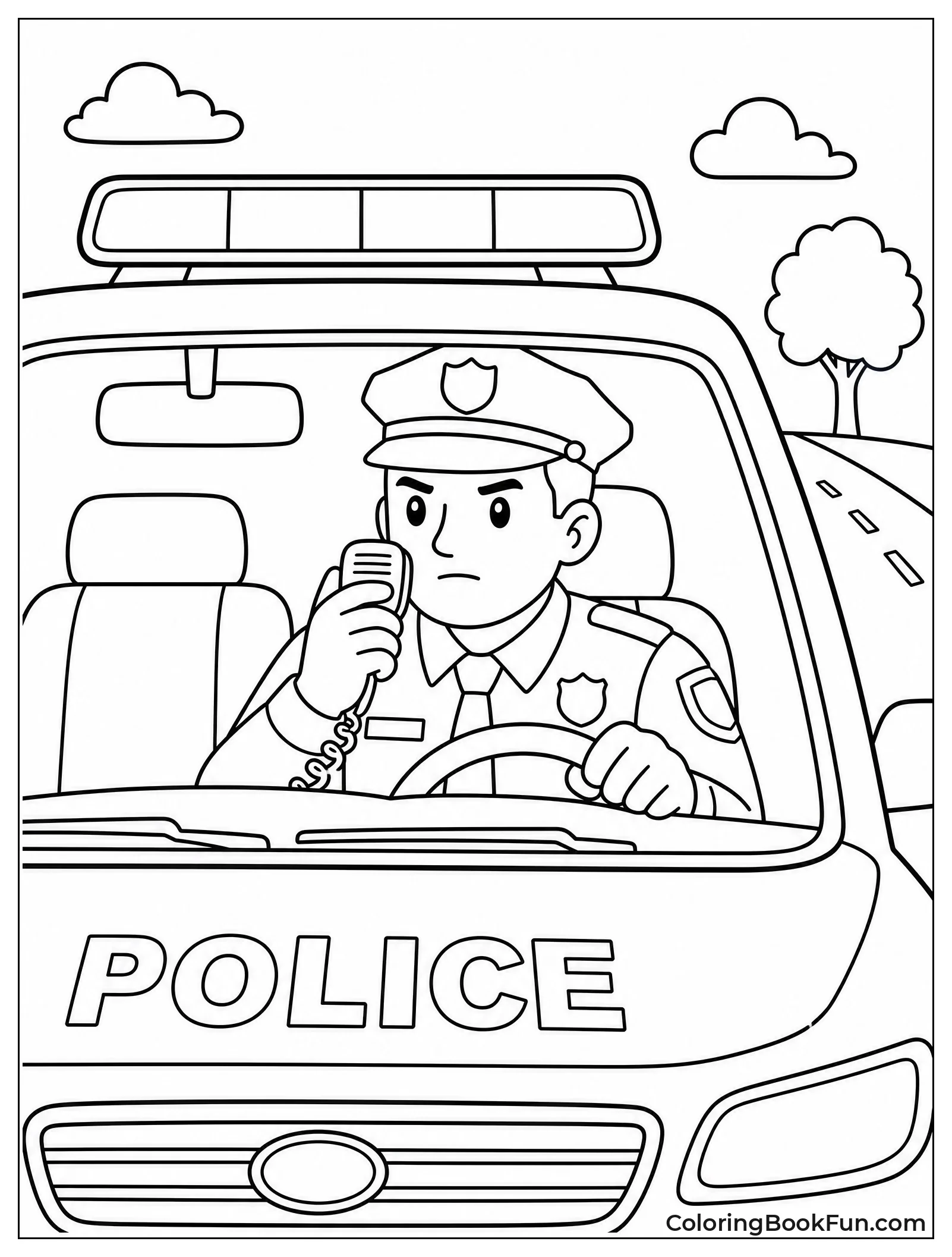 Officer Driving and Talking on Radio