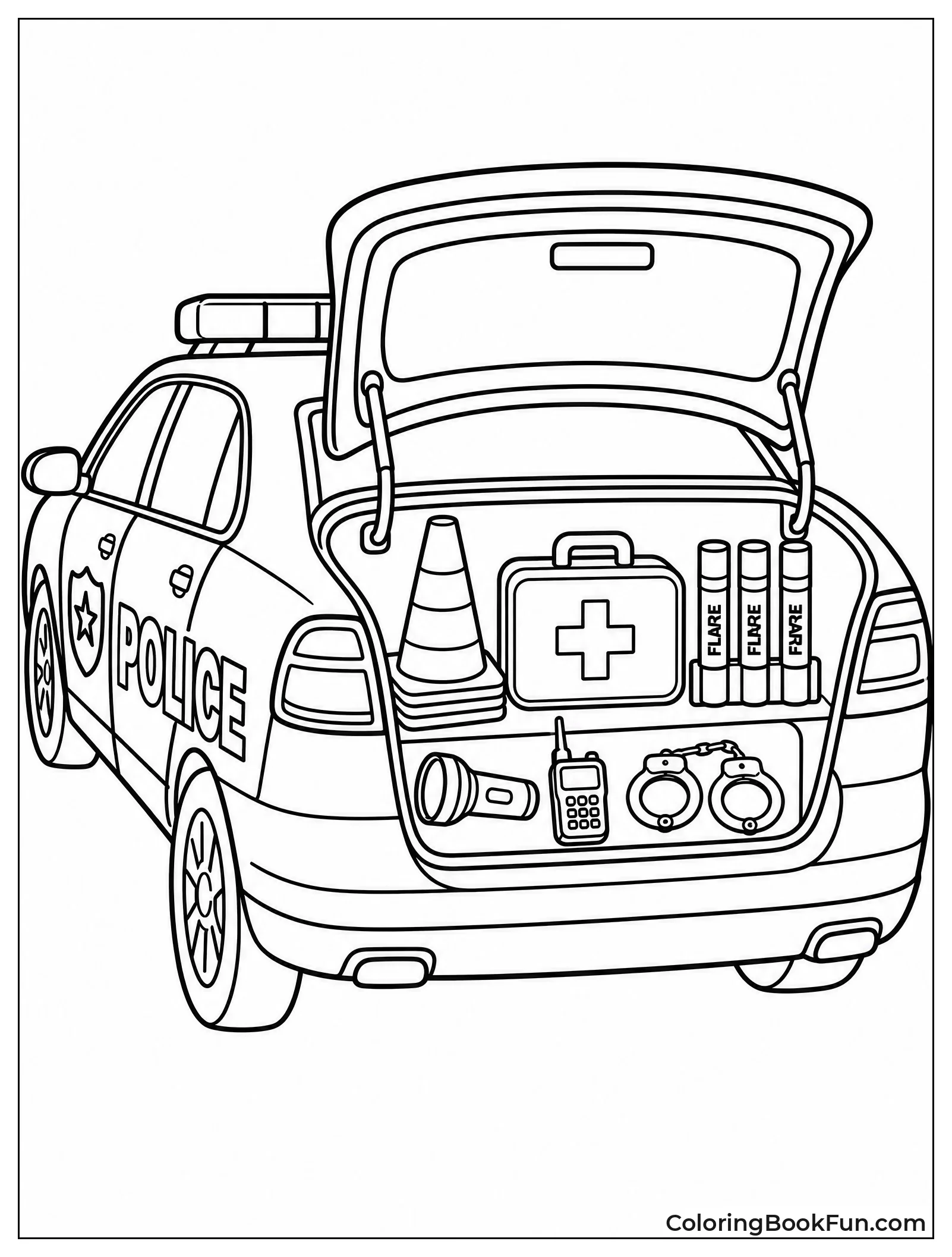 Open Trunk Full of Police Gear
