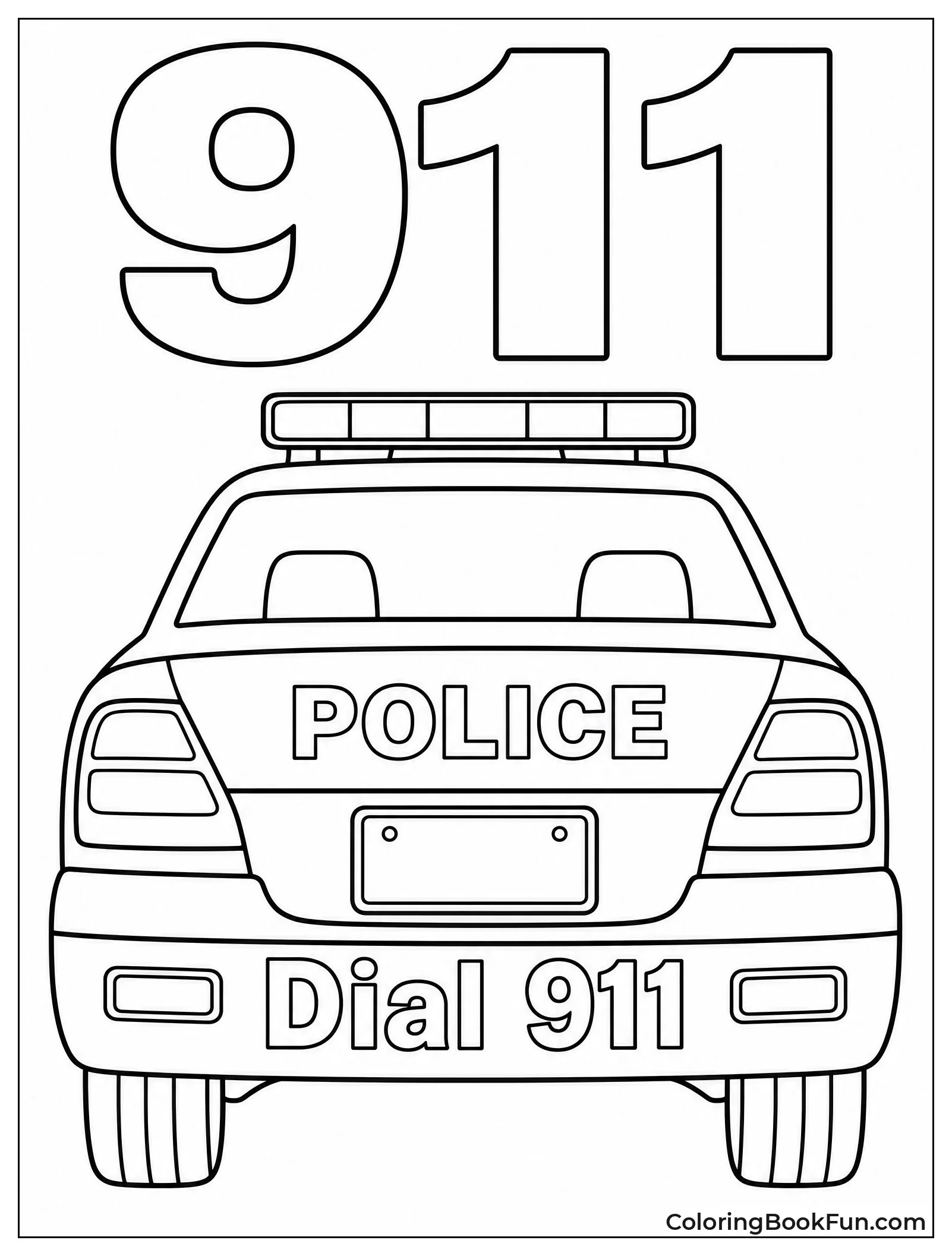 Back of Police Car with 911 Sign