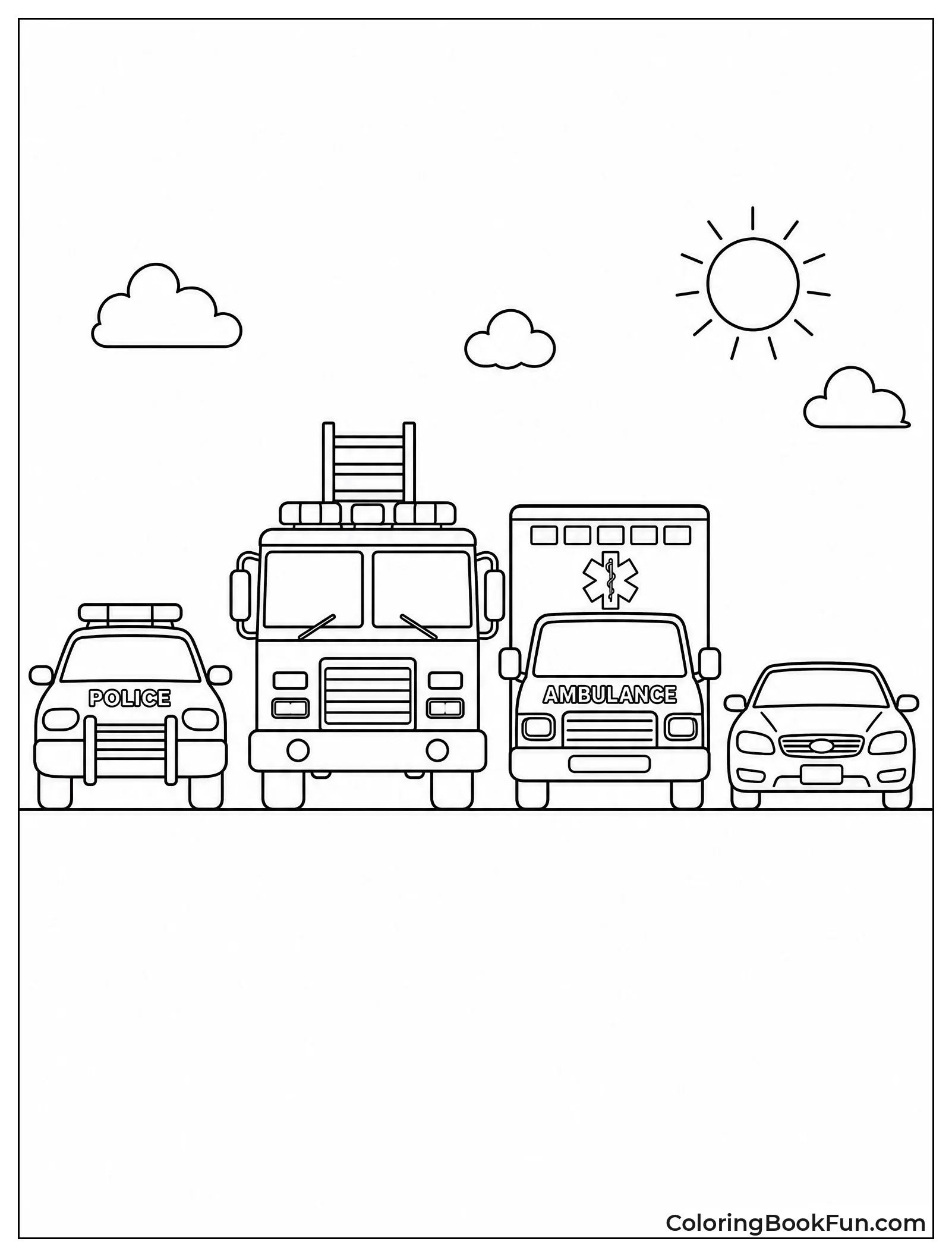 Police Car Next to Fire Truck