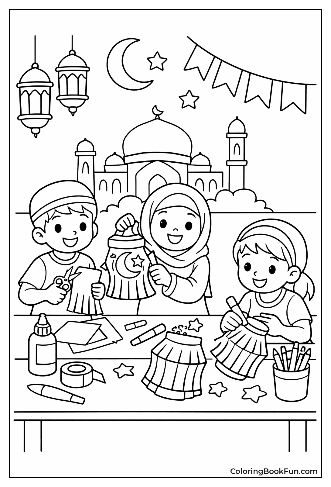 Kids Crafting Lanterns