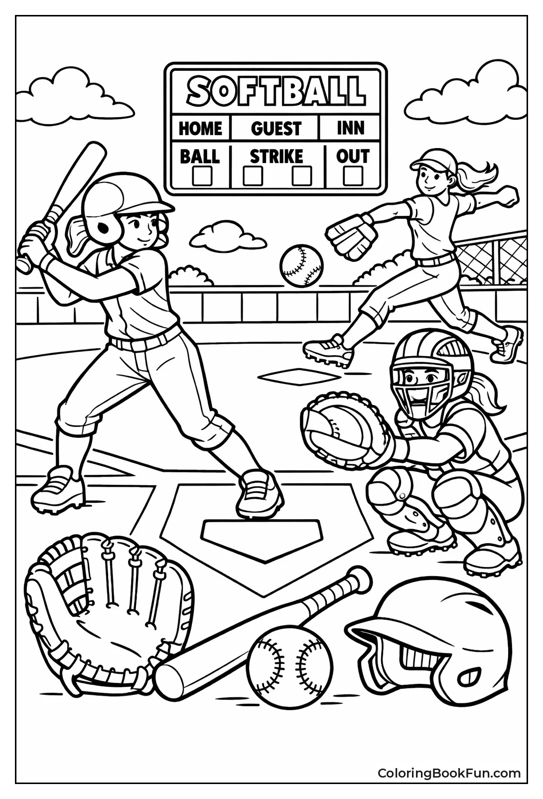 Realistic Softball Scene