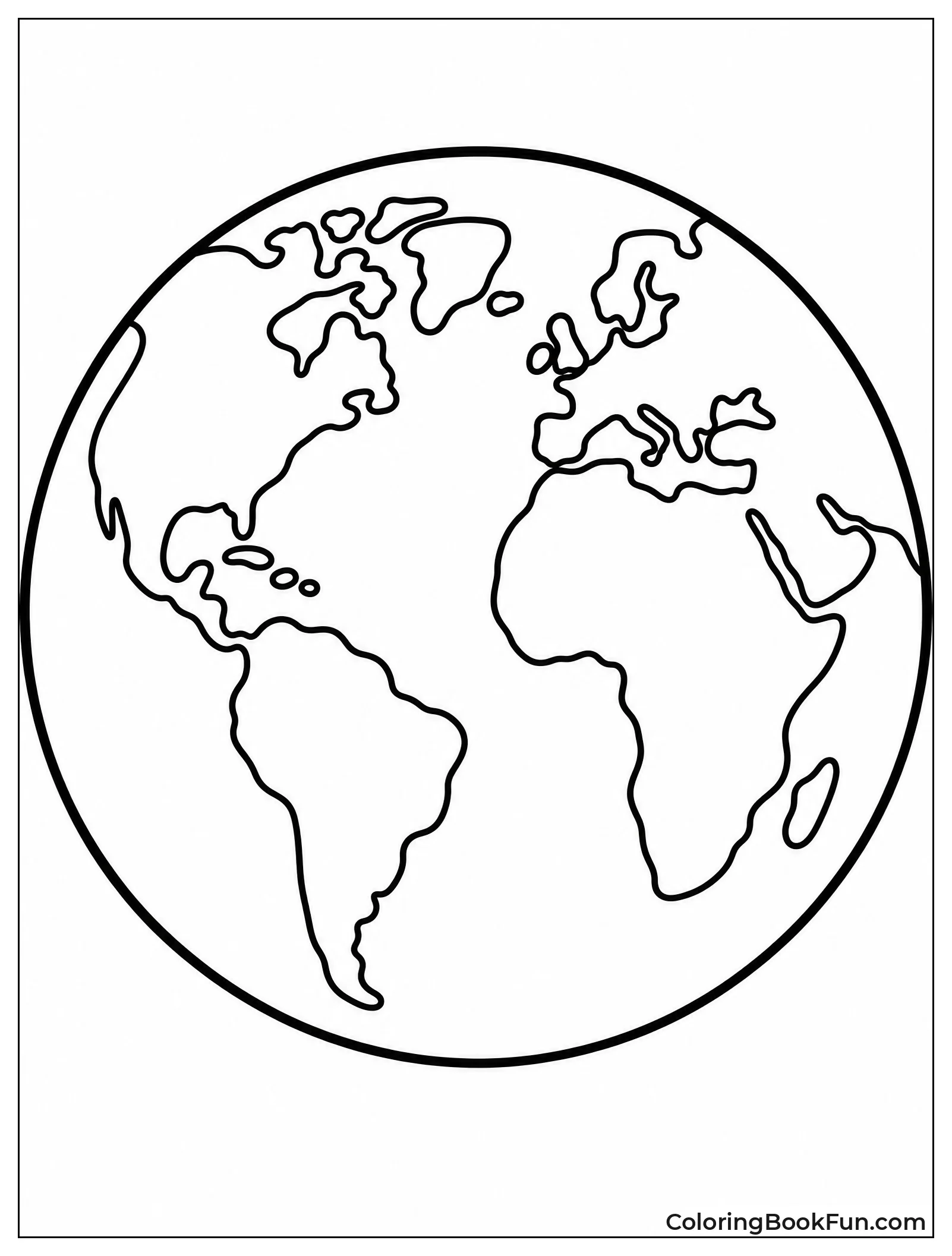 Simple Globe Outline for Coloring