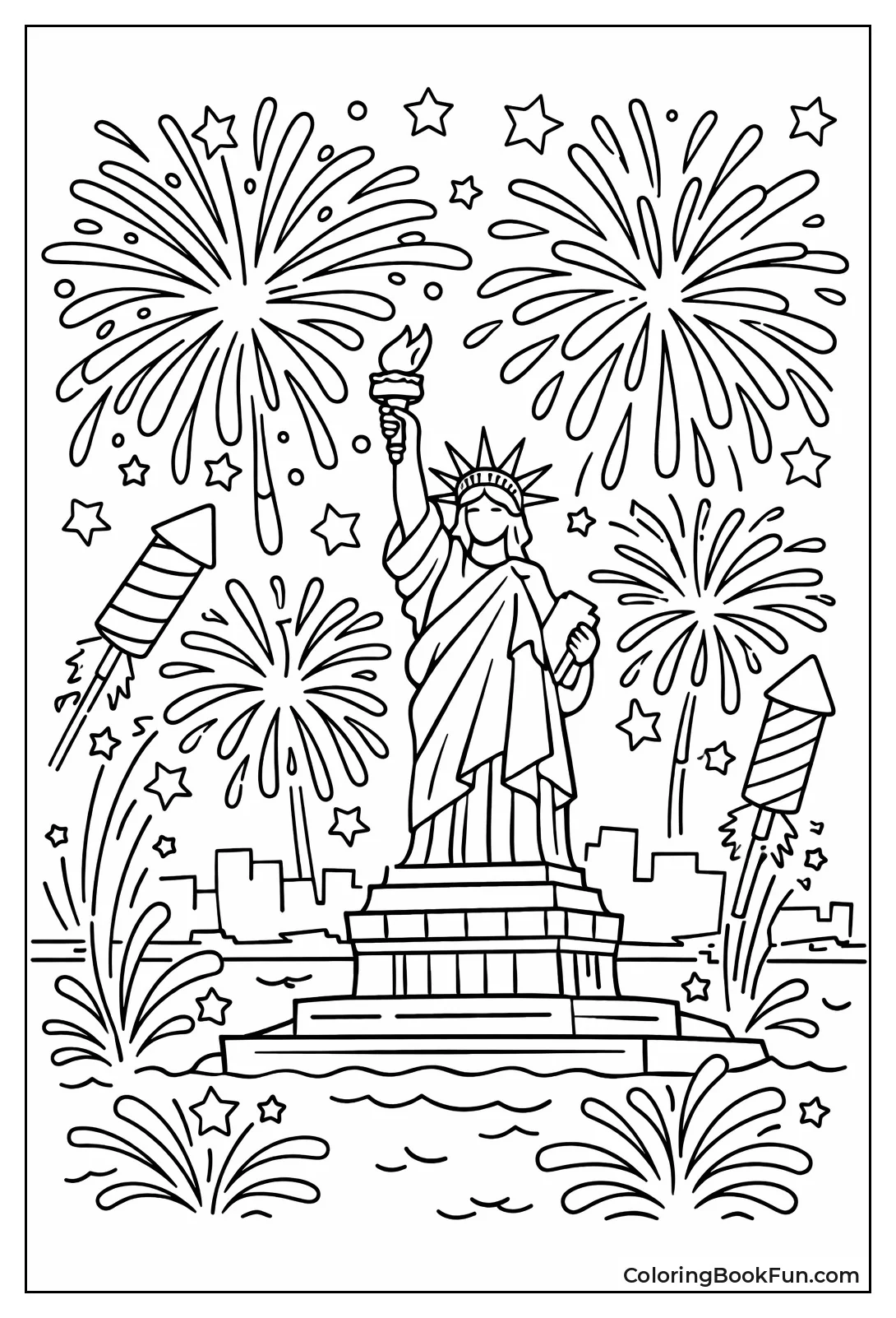 Statue Liberty Fireworks