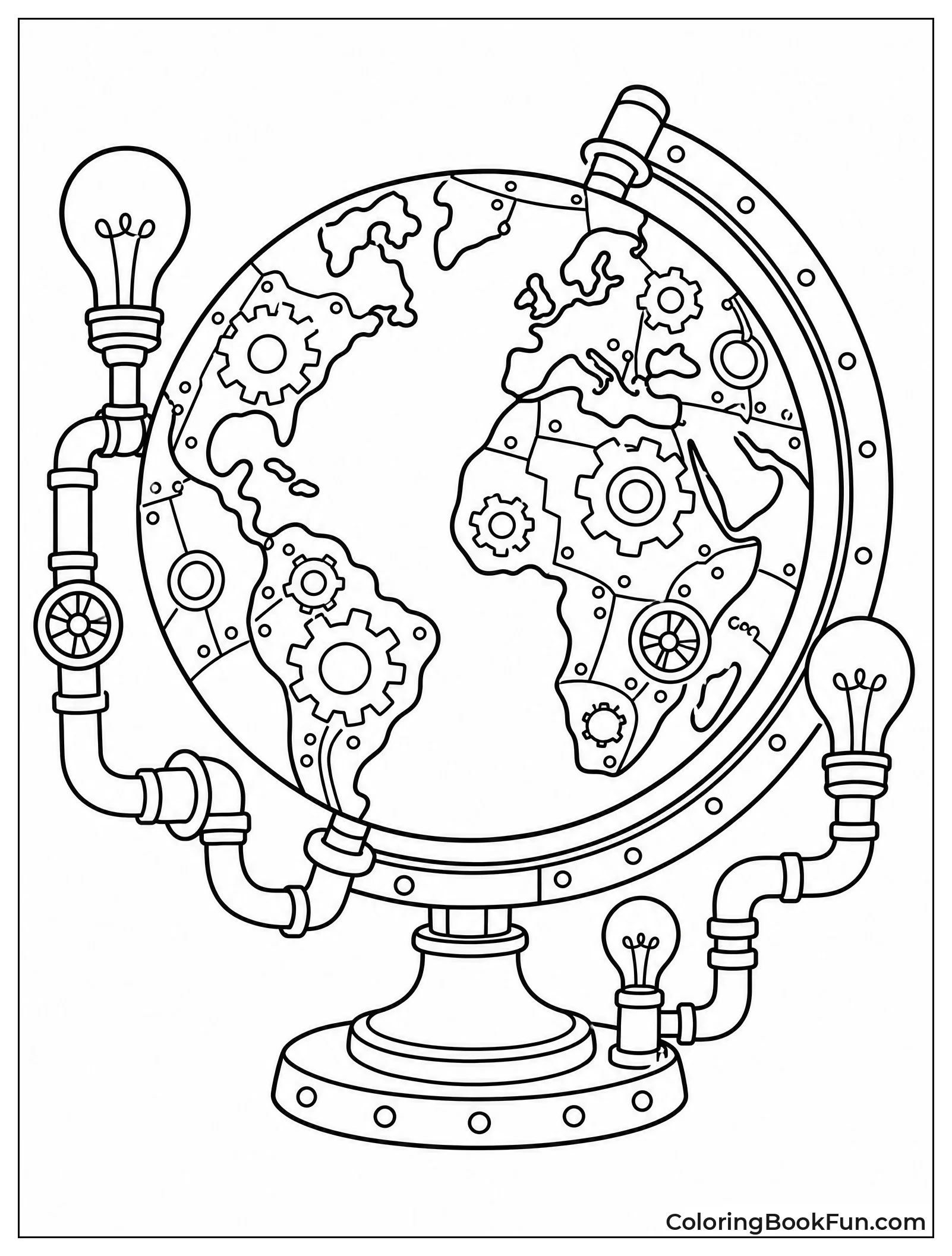 Steampunk Earth Built from Gears
