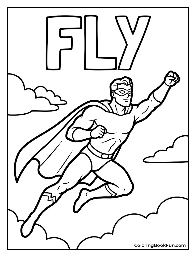Caped Hero Soars Through Sky