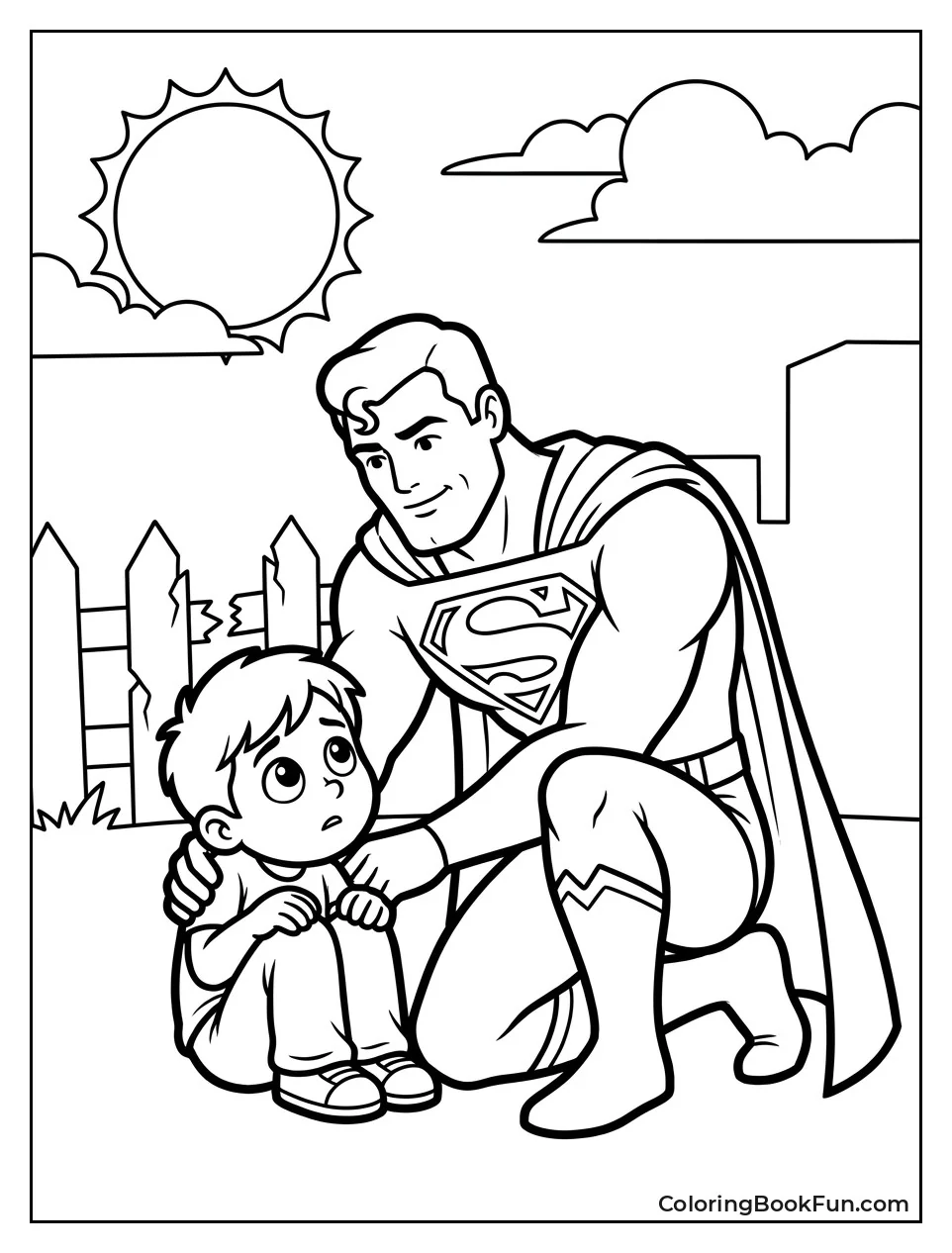 Superhero Comforts Scared Child