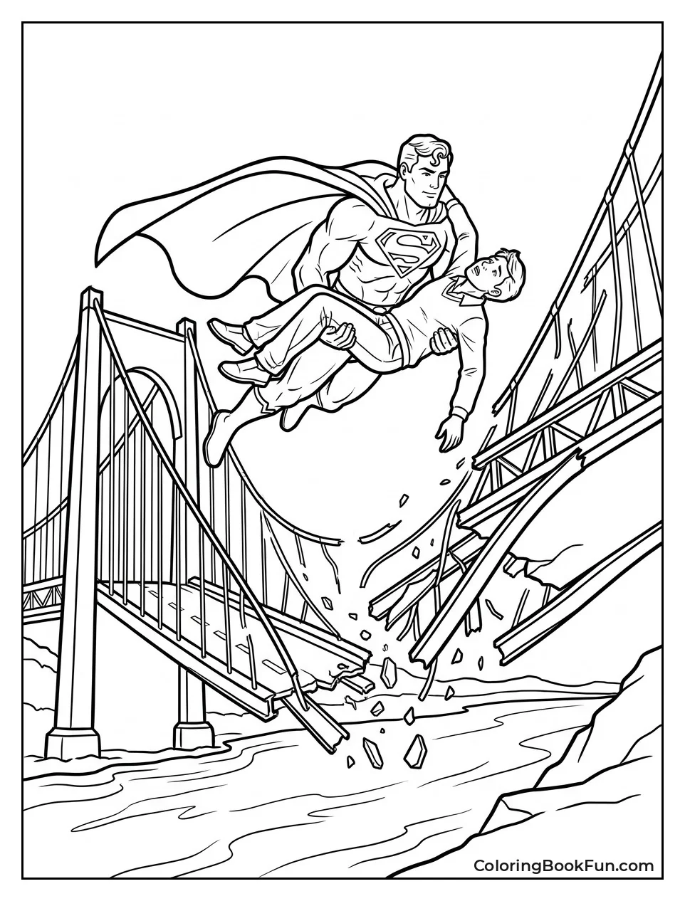 Flying Hero Catches Falling Person
