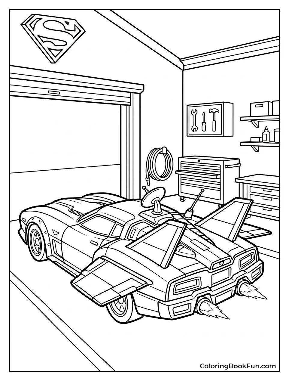 Futuristic Car Parked in Garage