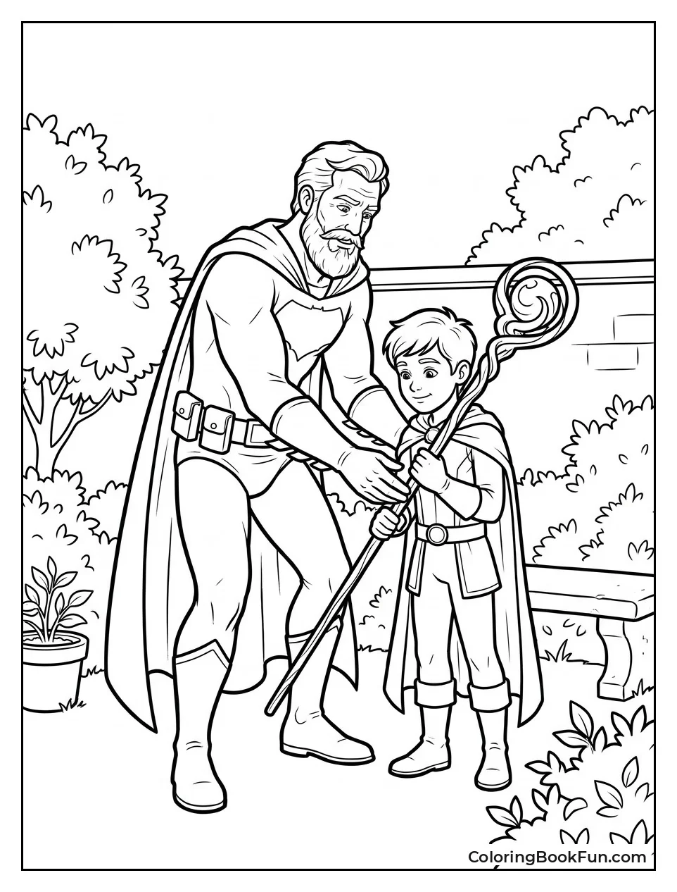 Mentor Teaches Young Hero Staff